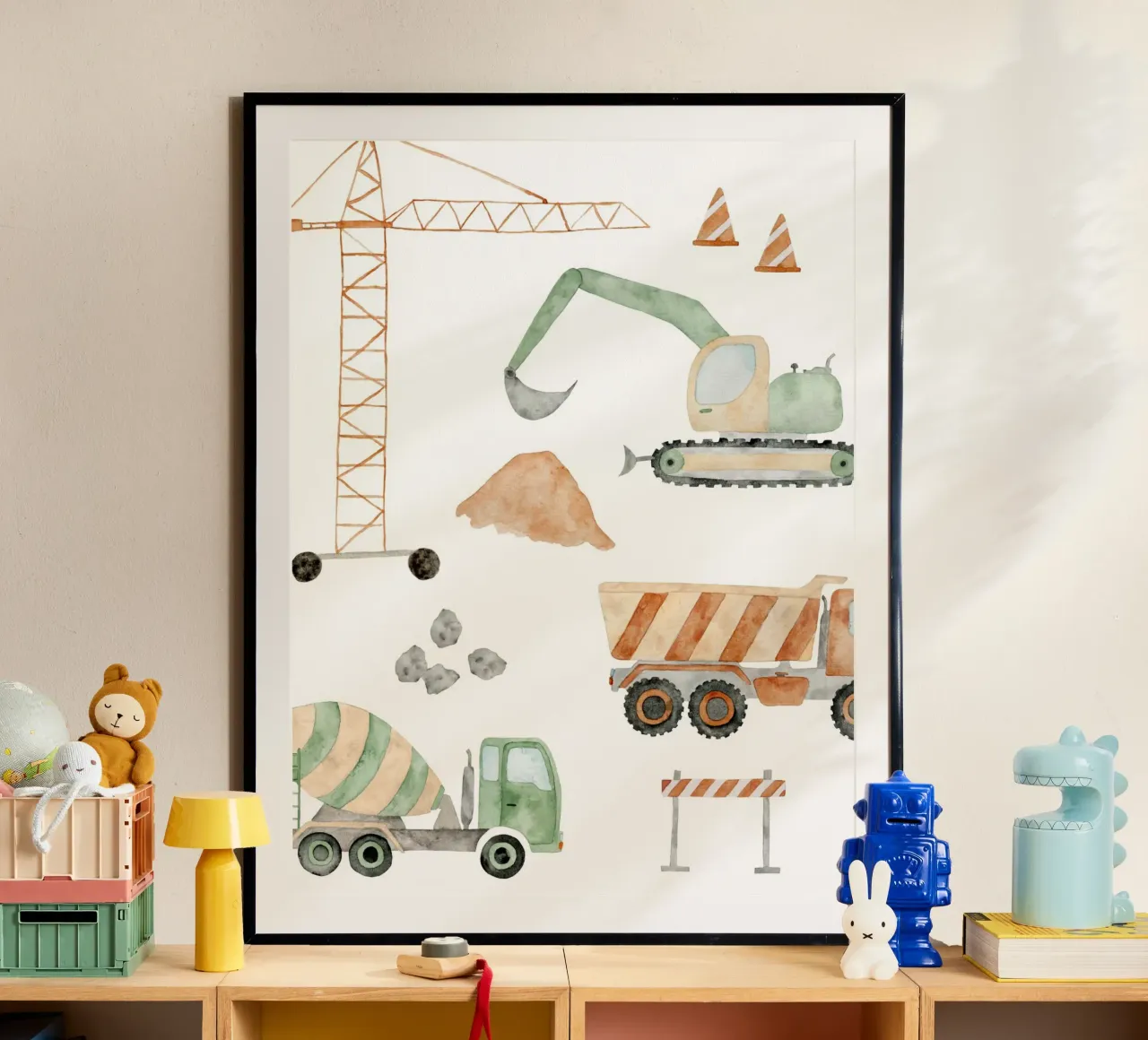Auf der Baustelle poster con telaio in plastica da herzundpapier