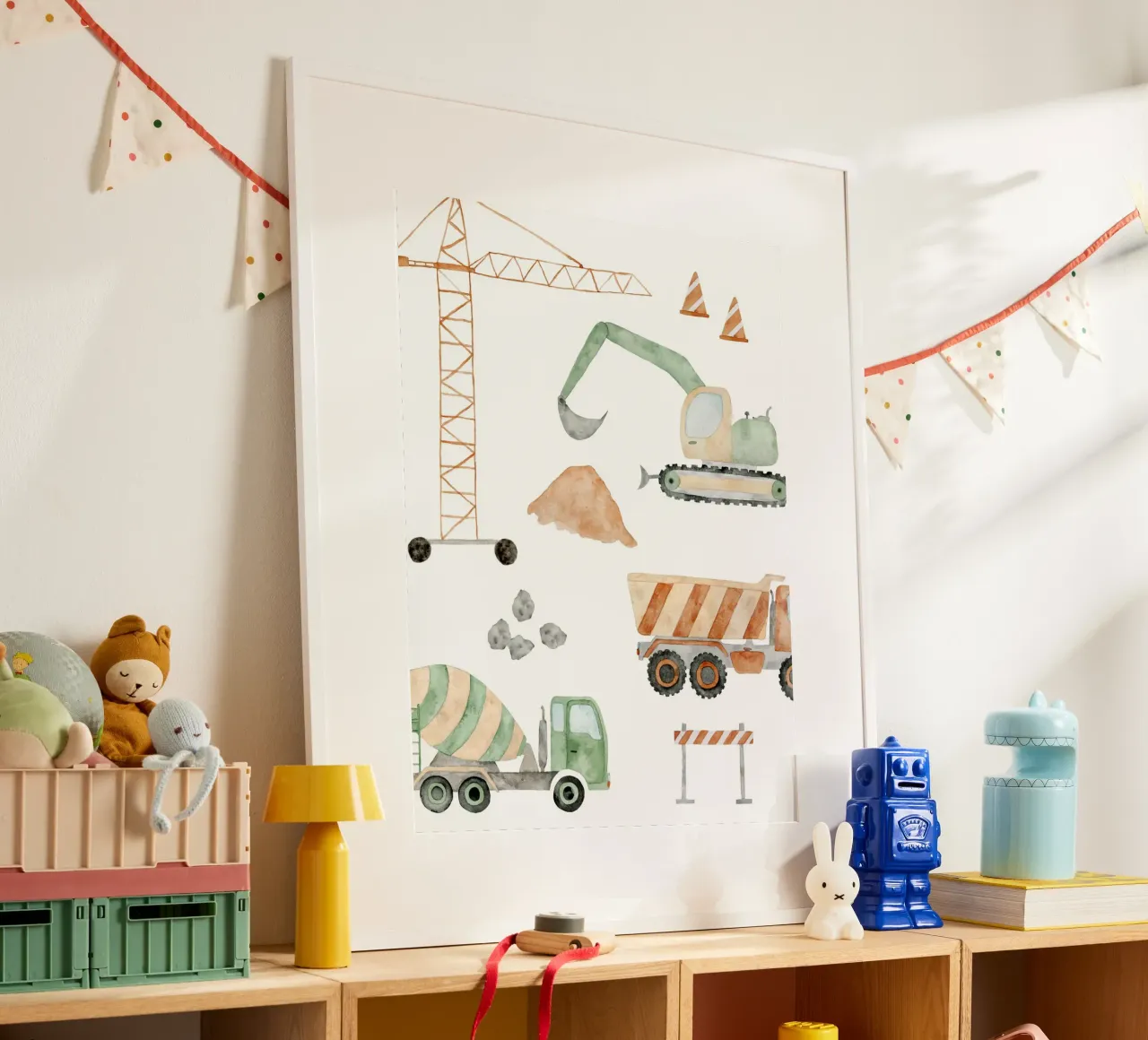 Auf der Baustelle poster con telaio in plastica da herzundpapier