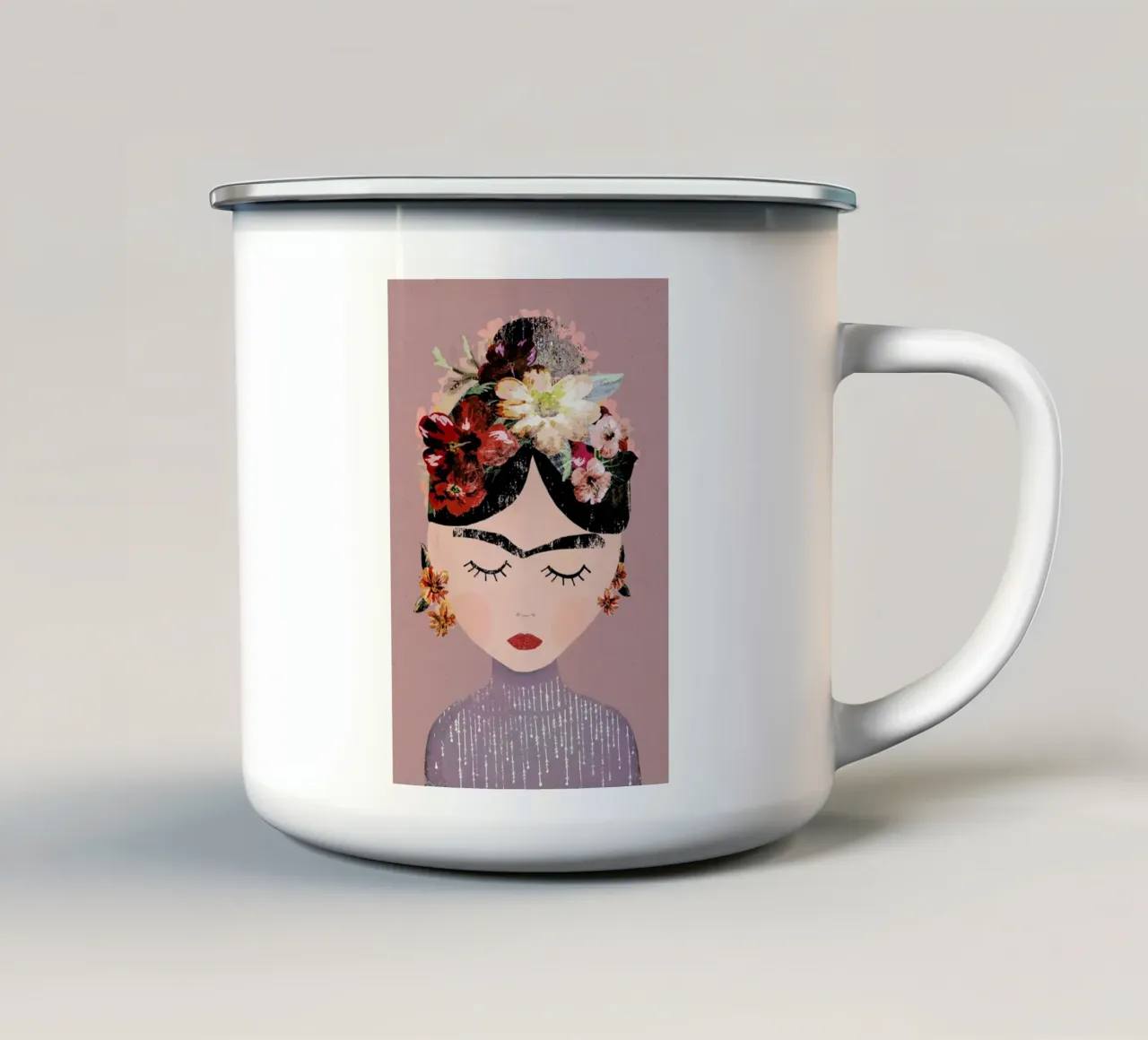 Frida (Pastel) enamel mug by treechild