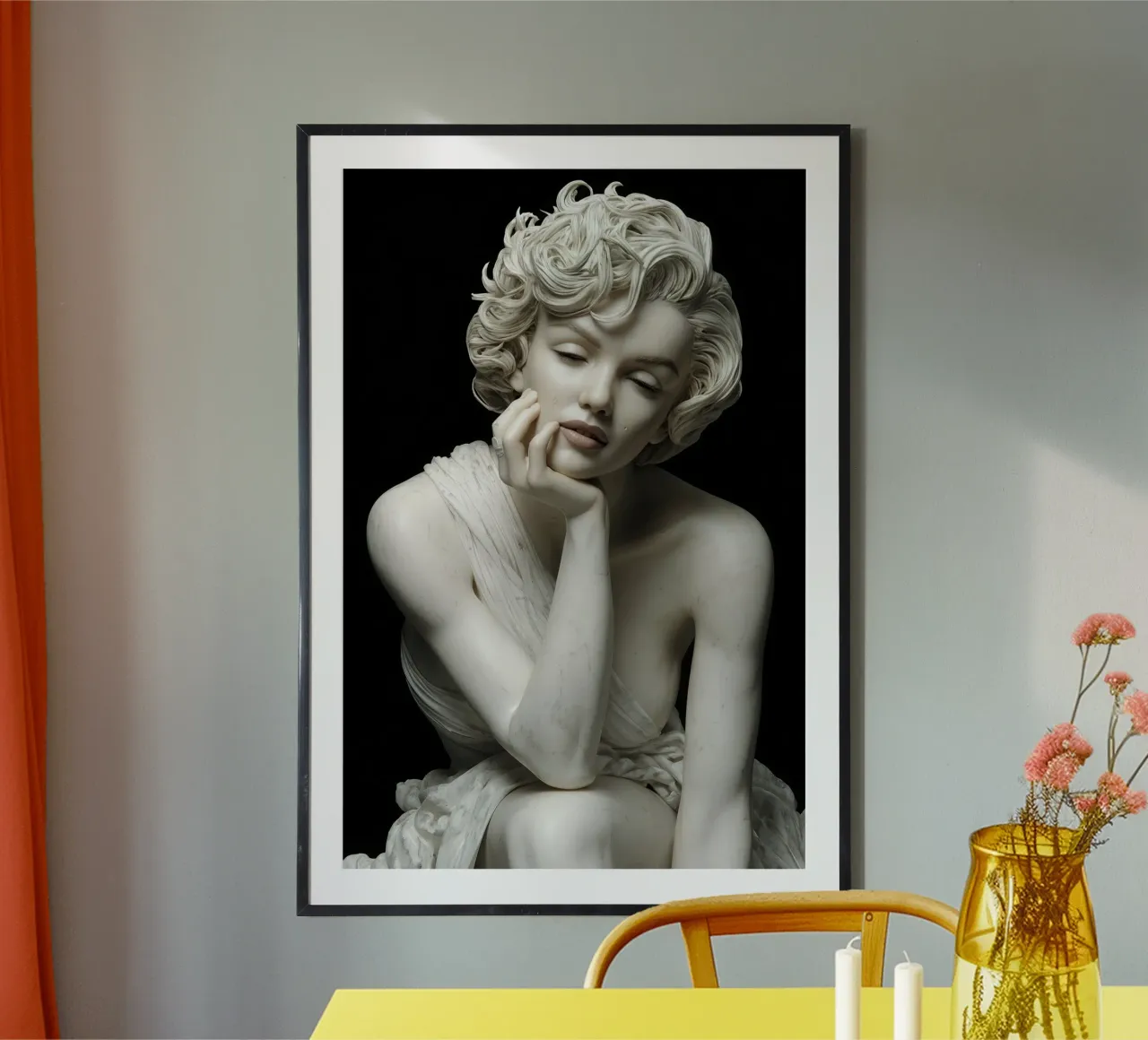 Marilyn Monroe come scultura di marmo poster con telaio in alluminio da Autofocus