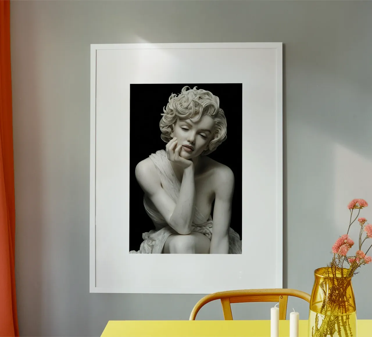Marilyn Monroe come scultura di marmo poster con telaio in alluminio da Autofocus