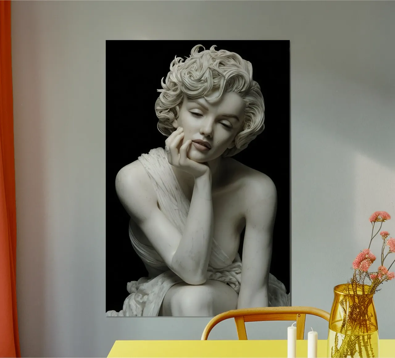 Marilyn Monroe come scultura di marmo poster con telaio in alluminio da Autofocus