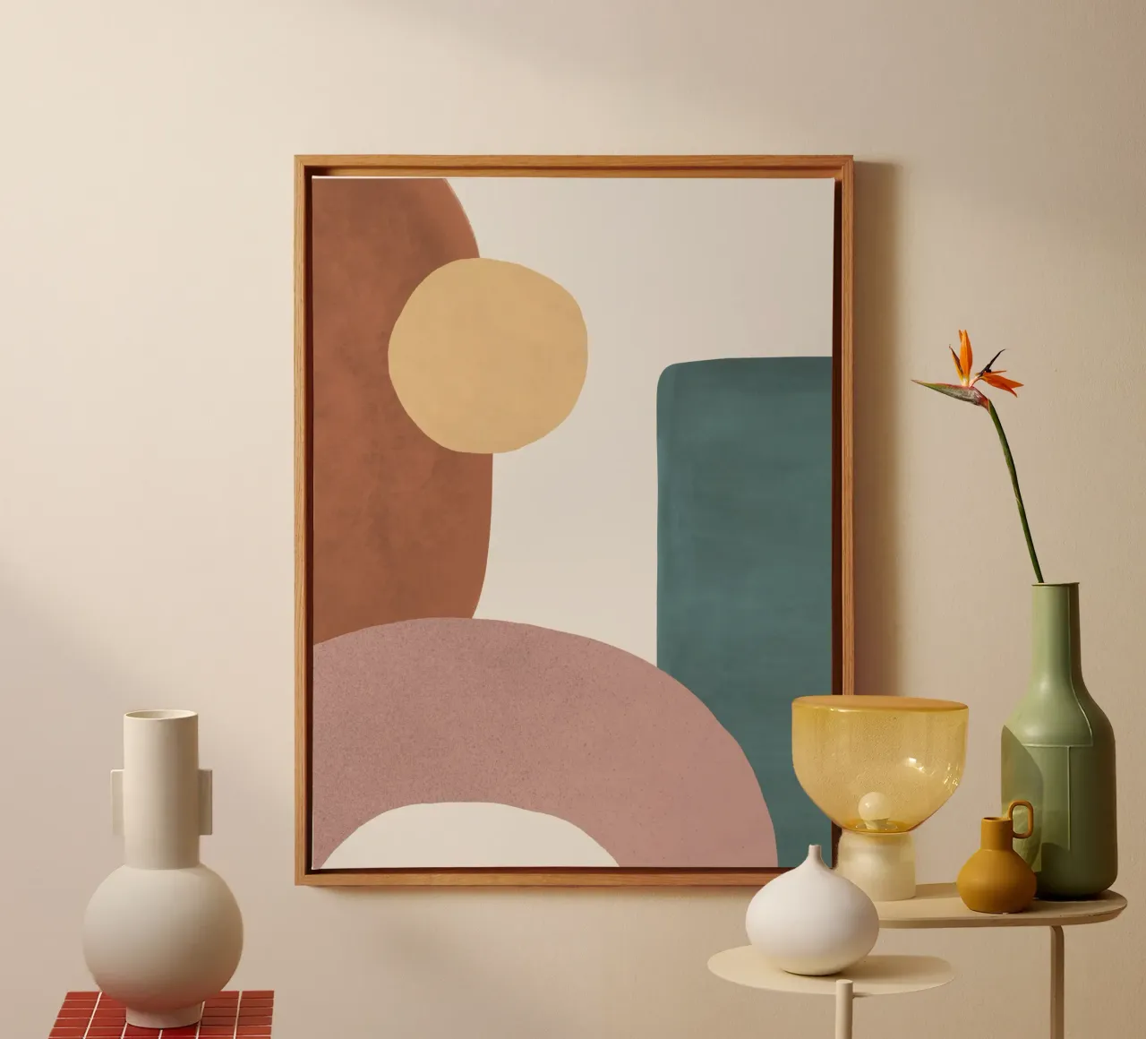 Abstracte Aarde 1-1 - Geschilderde Vormen canvas met Baklijst van MoonlightPrint