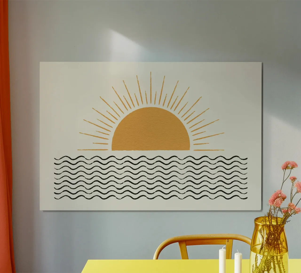 Sunrise Ocean - Stile moderno di metà secolo poster con telaio in plastica da MoonlightPrint