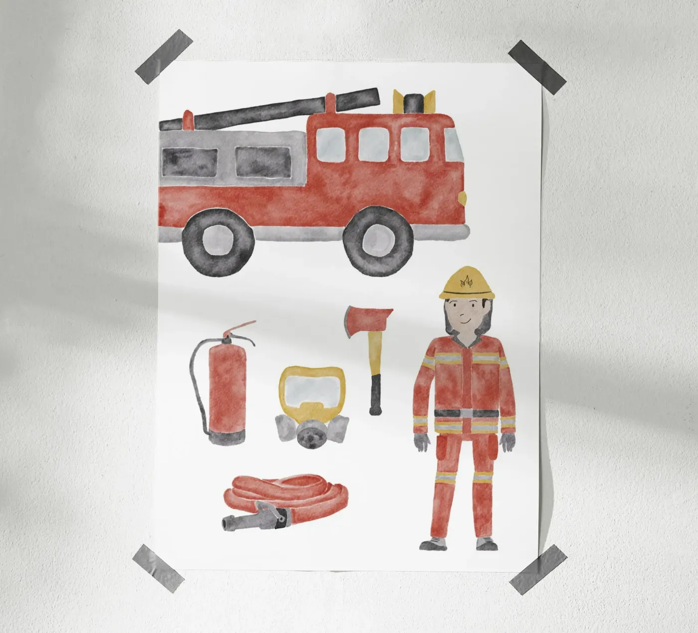 Feuerwehr poster da herzundpapier