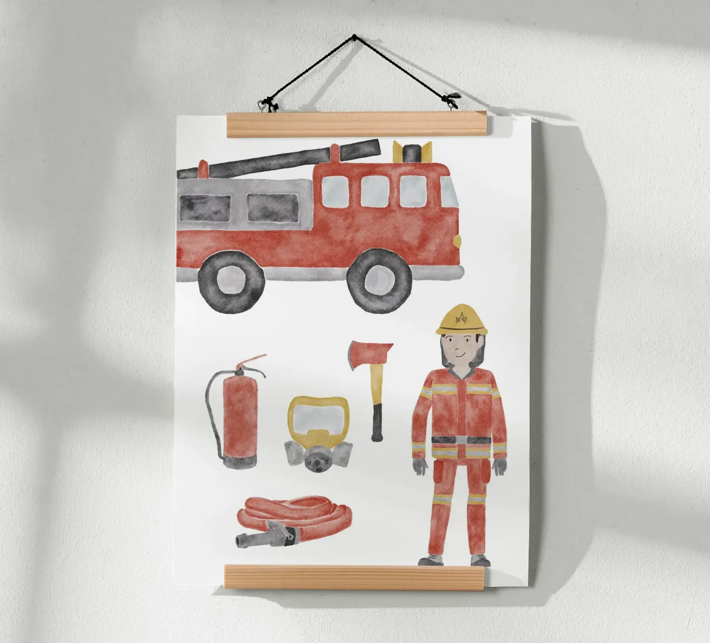 Feuerwehr poster da herzundpapier