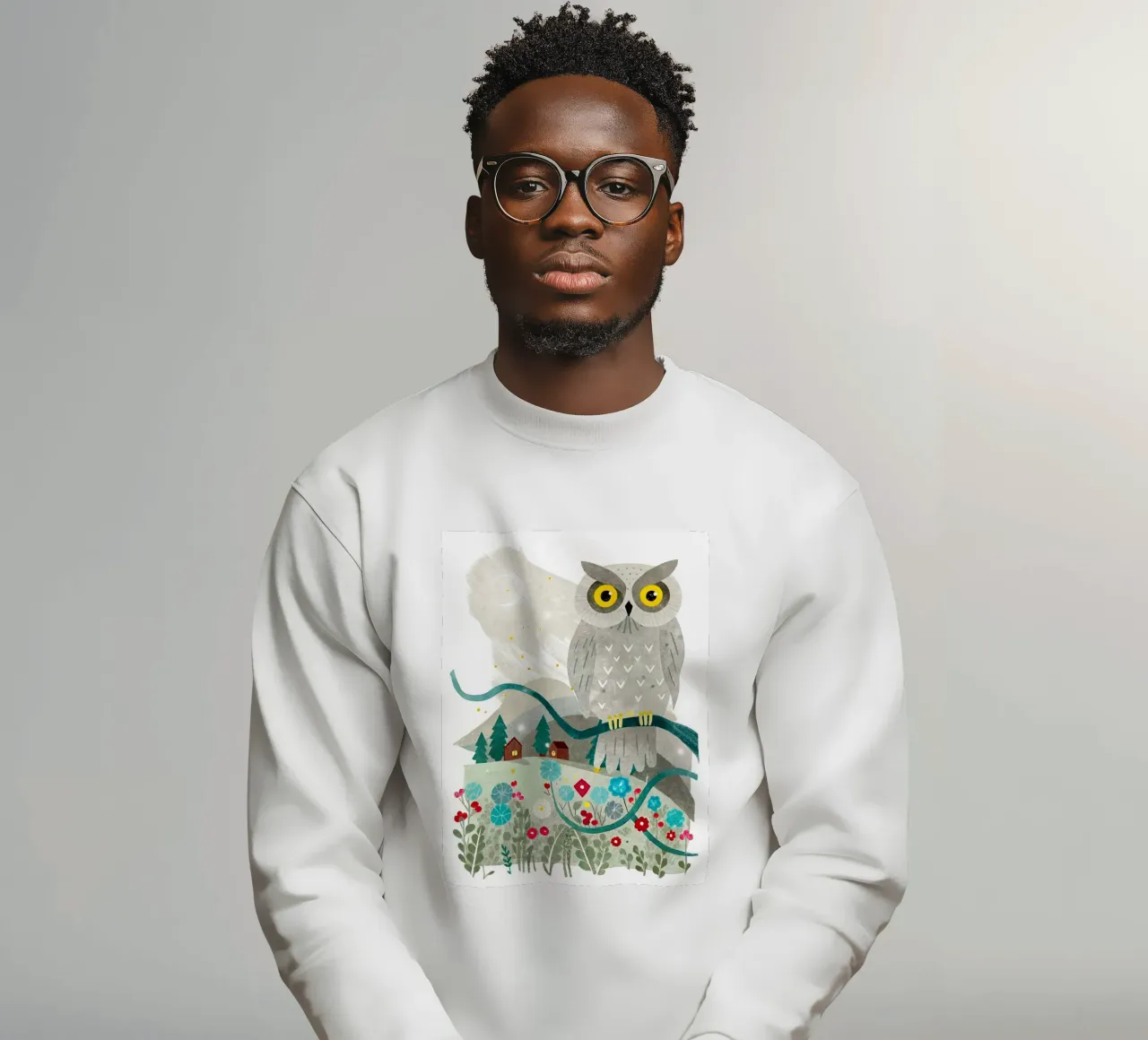 un gufo felice felpa da 🐹 BABY ART PRINTS