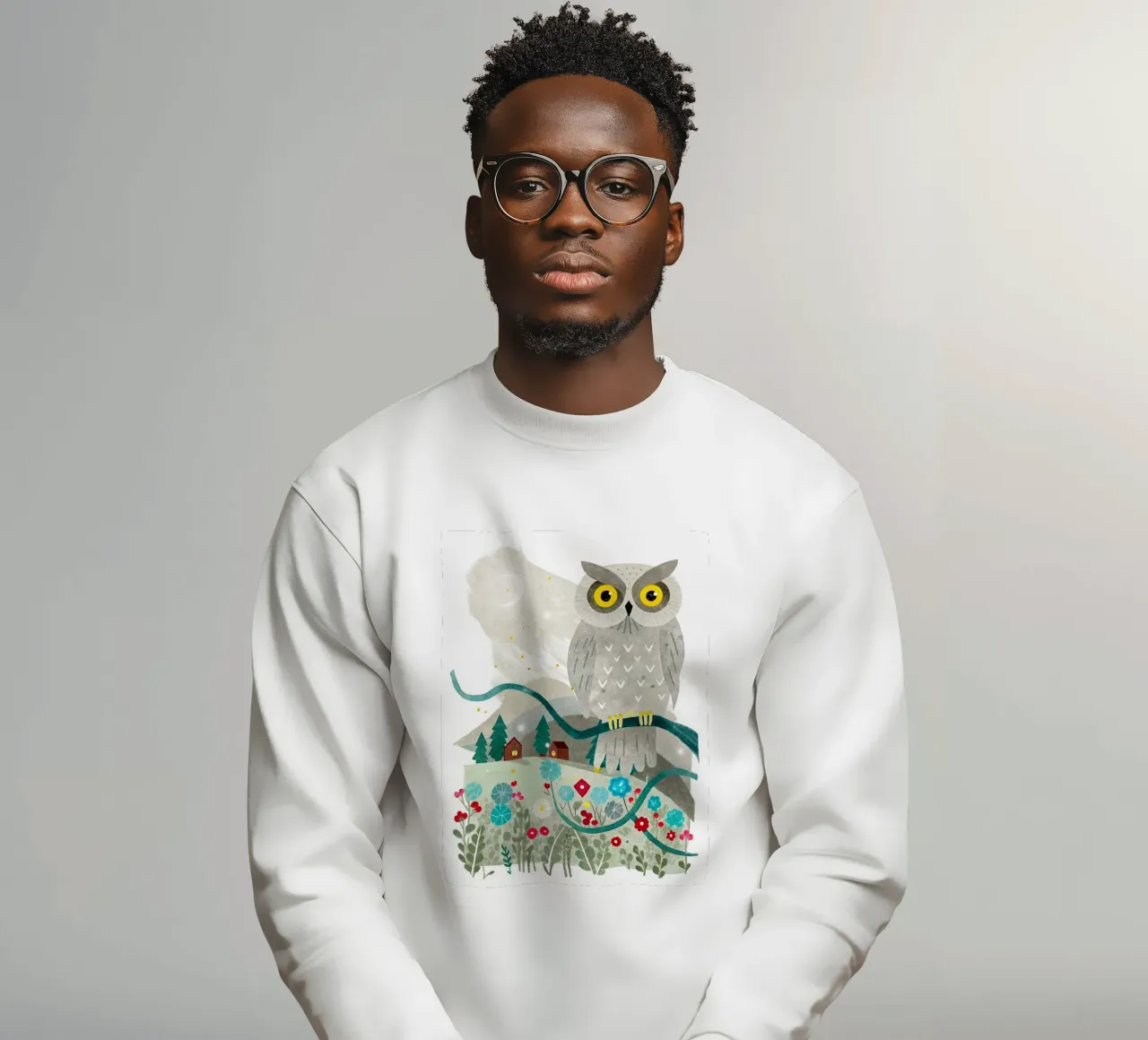 a happy owl sweatshirt by BABY ART PRINTS