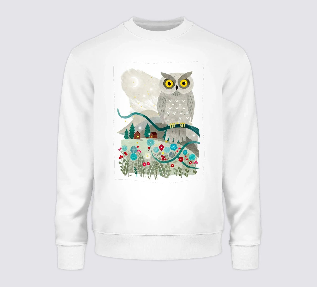 un gufo felice felpa da BABY ART PRINTS