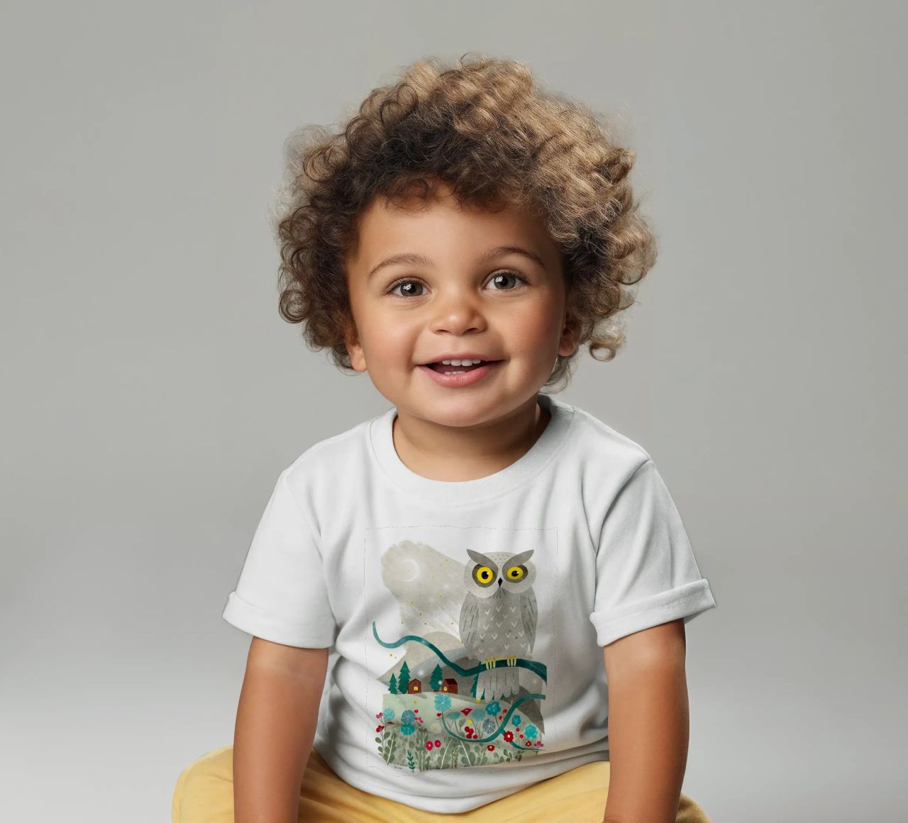 un gufo felice maglietta neonato da BABY ART PRINTS