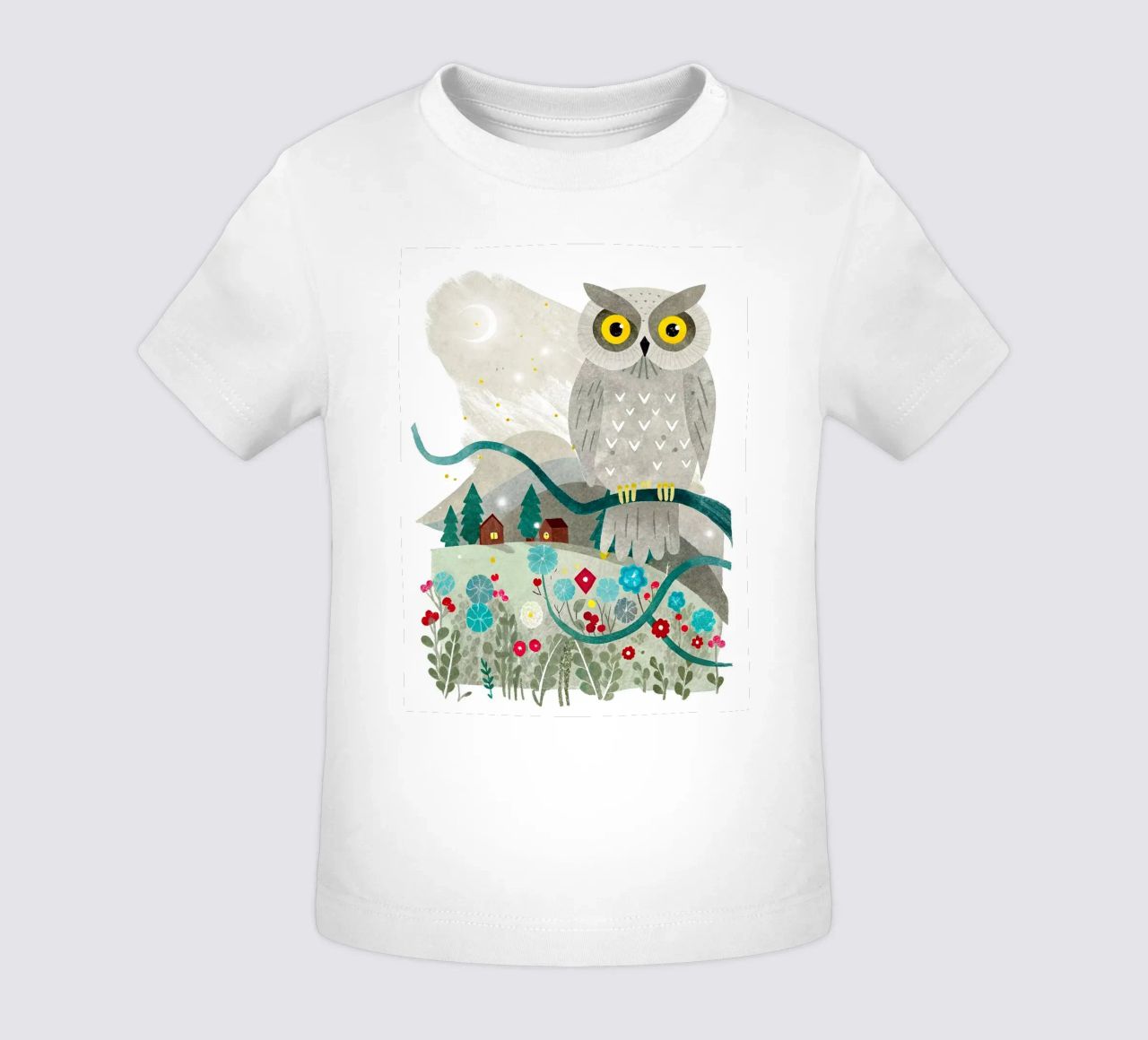 un gufo felice maglietta neonato da BABY ART PRINTS