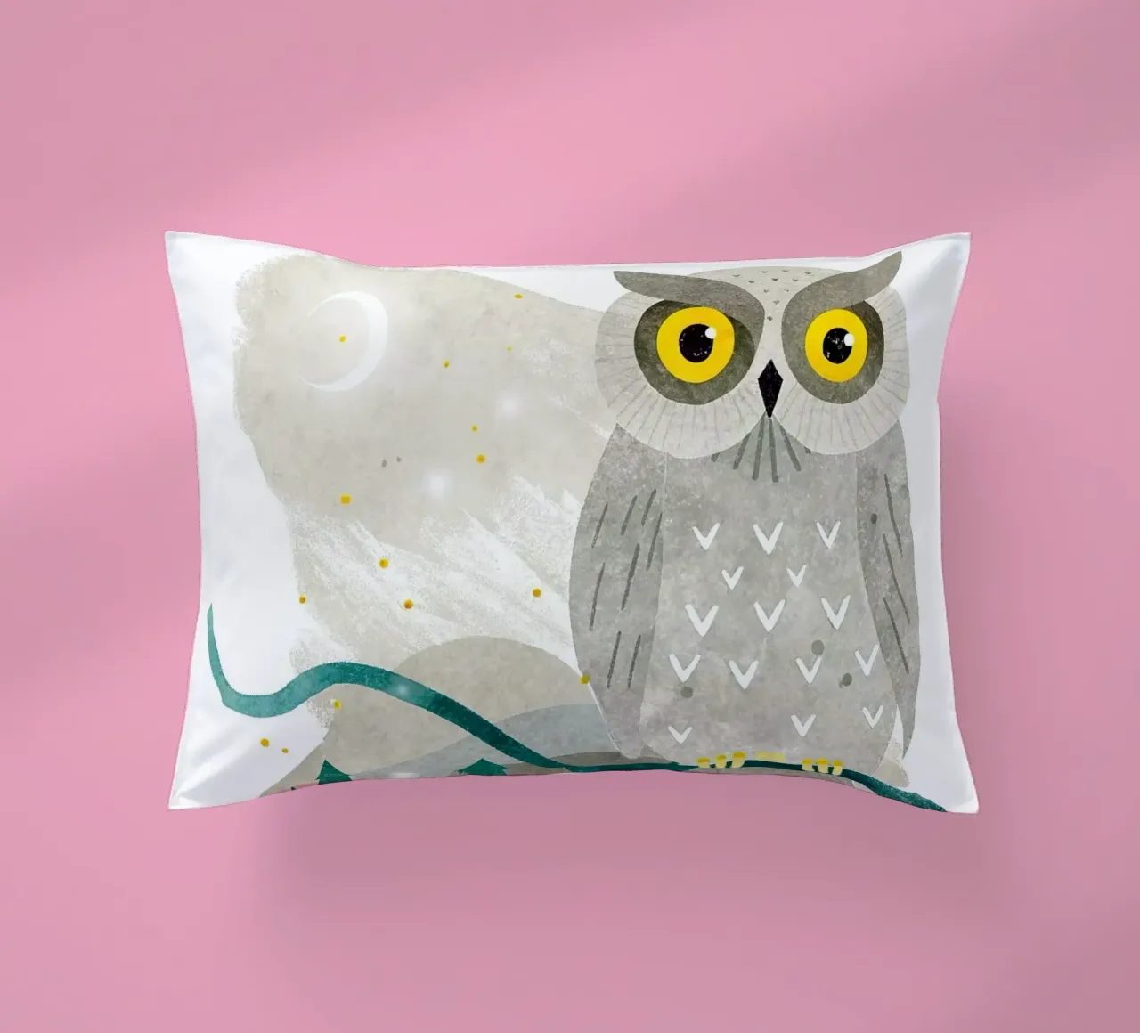 un gufo felice cuscino da BABY ART PRINTS