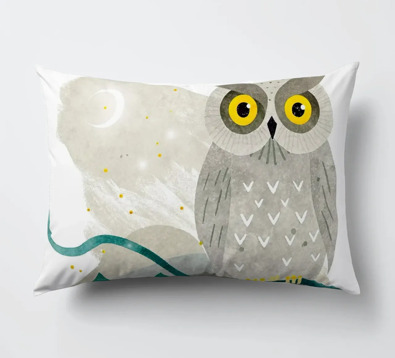un gufo felice cuscino da BABY ART PRINTS