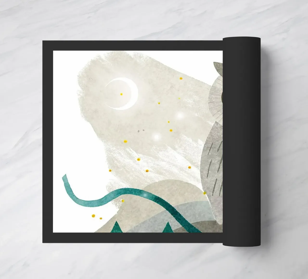un gufo felice zerbino da BABY ART PRINTS