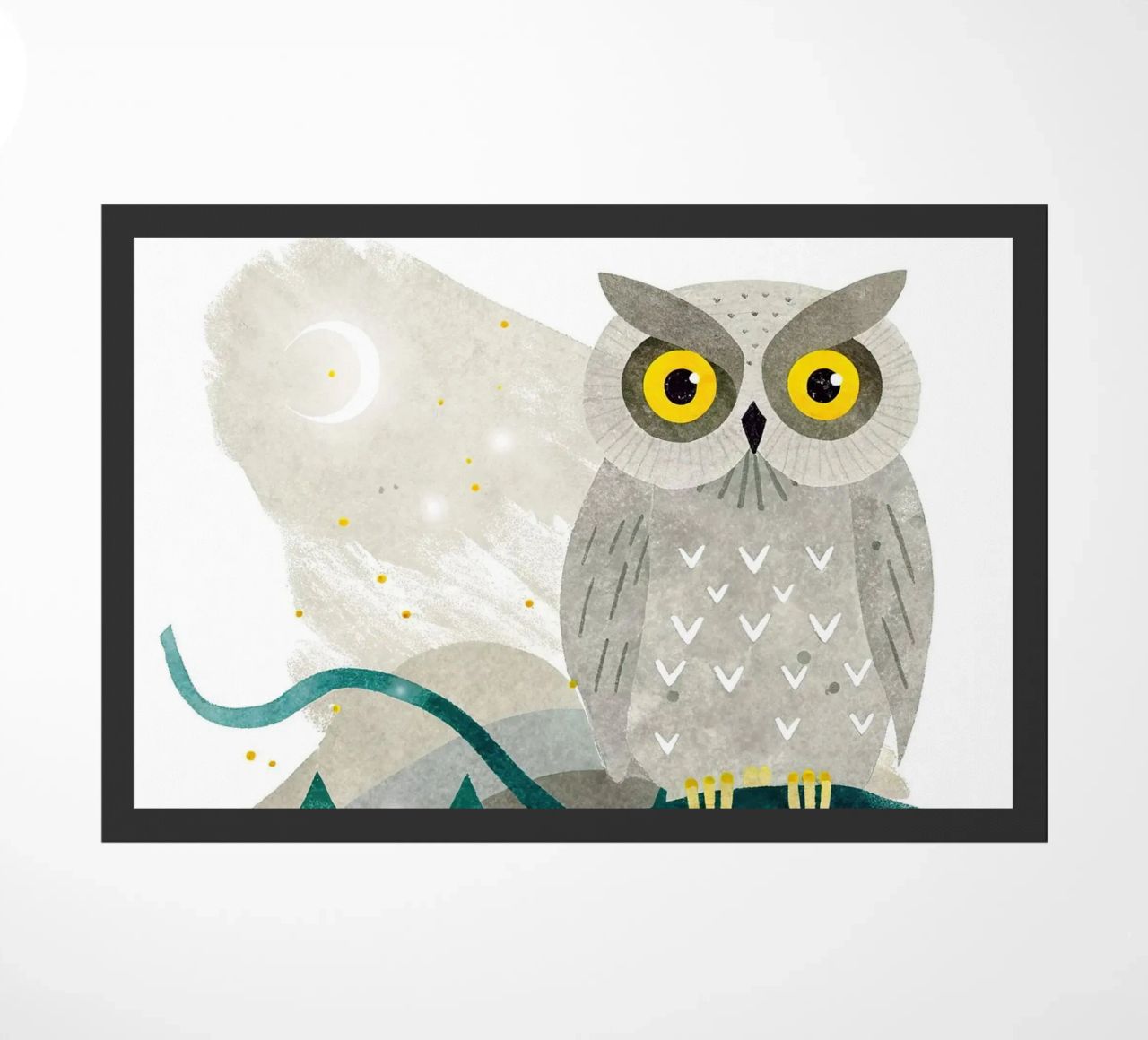 un gufo felice zerbino da BABY ART PRINTS