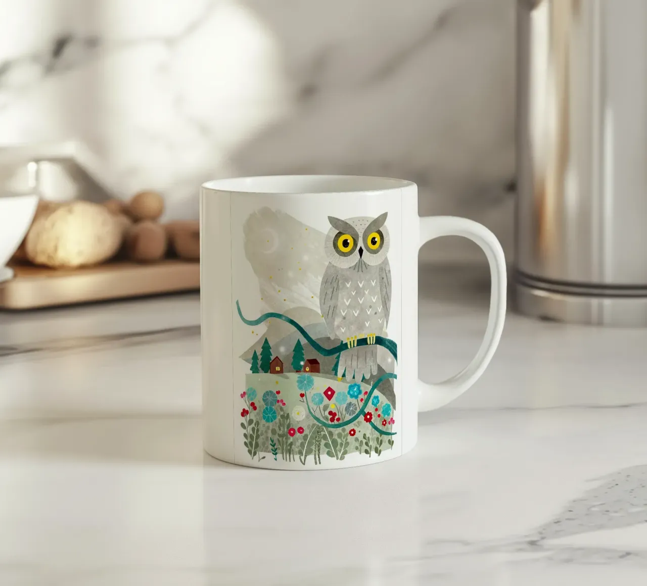 eine glückliche Eule Keramik Tasse von BABY ART PRINTS