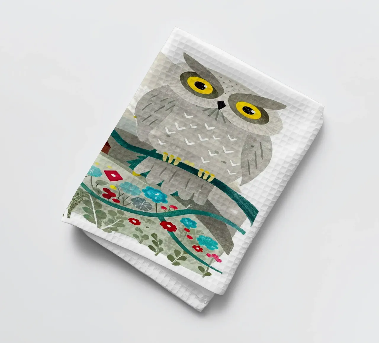 un gufo felice canovaccio da cucina da BABY ART PRINTS
