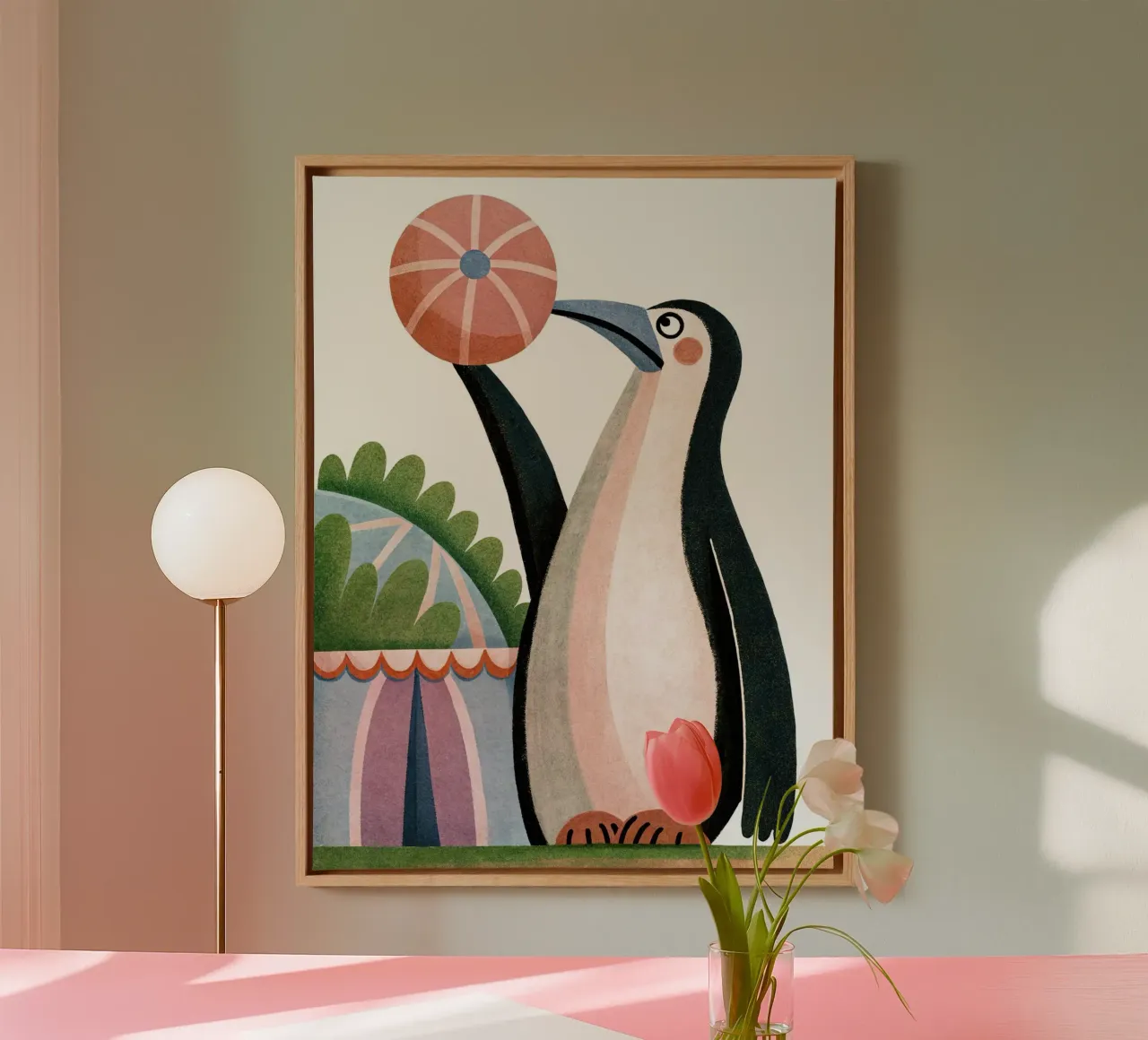 Un buffo pinguino tela con Cornice a cassetta da 🐹 BABY ART PRINTS