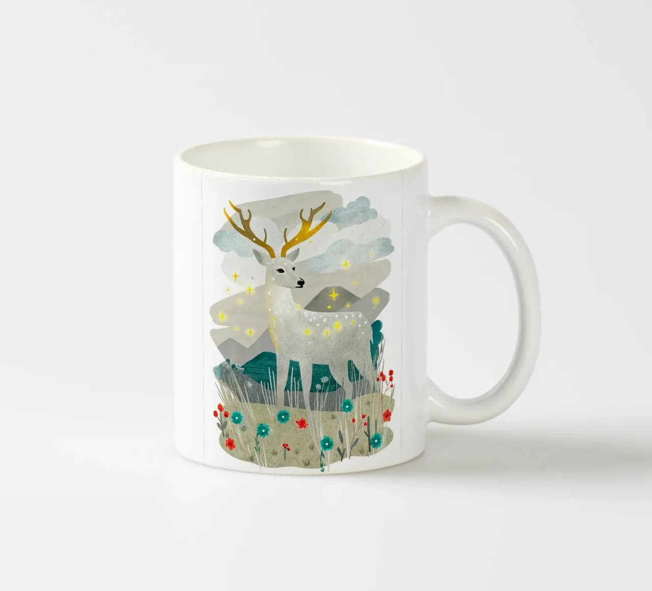 cervo colorato tazza in ceramica da BABY ART PRINTS