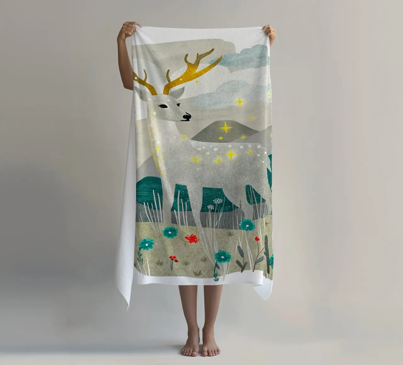 cervo colorato telo mare da BABY ART PRINTS