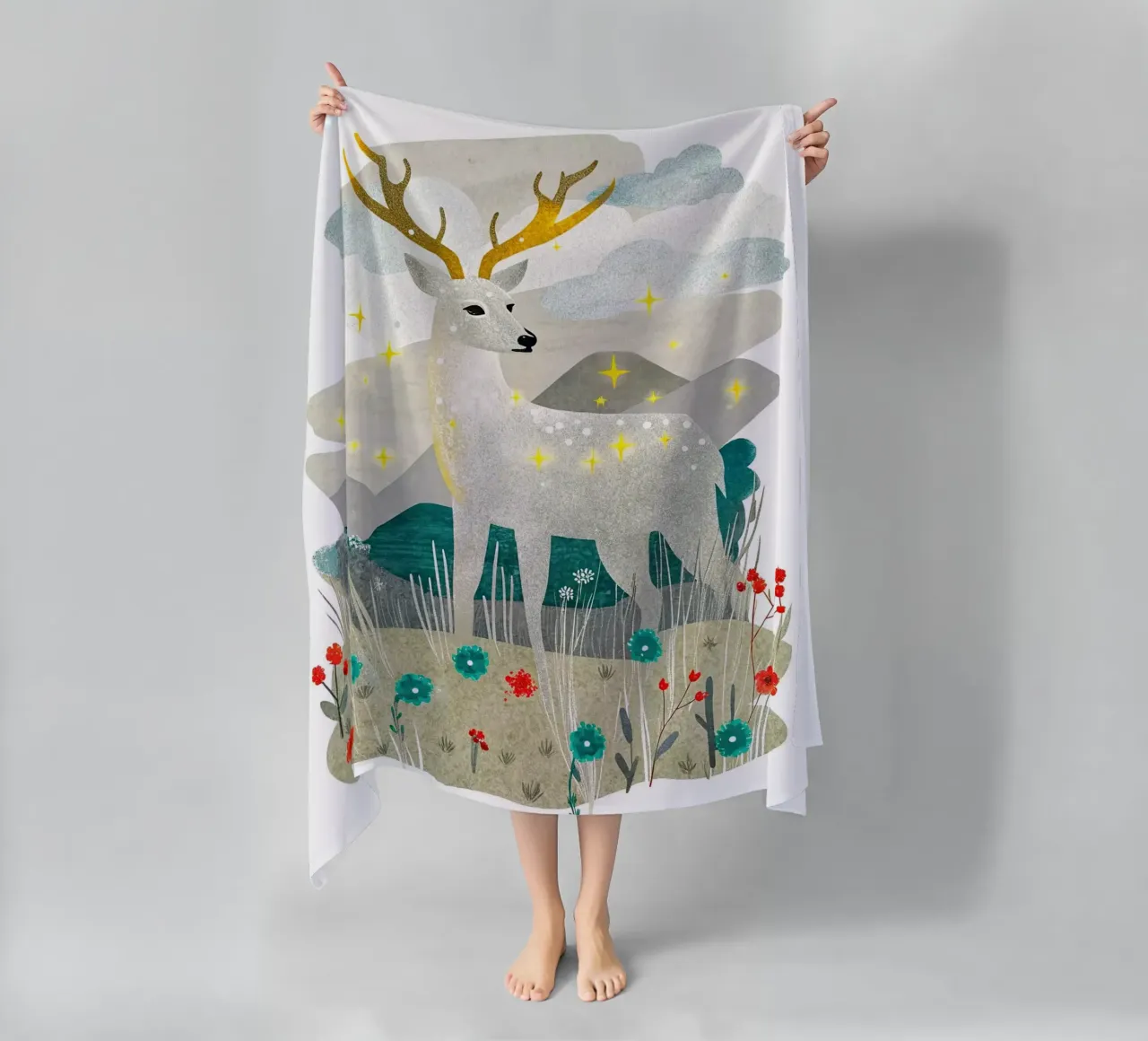 cervo colorato telo mare da BABY ART PRINTS