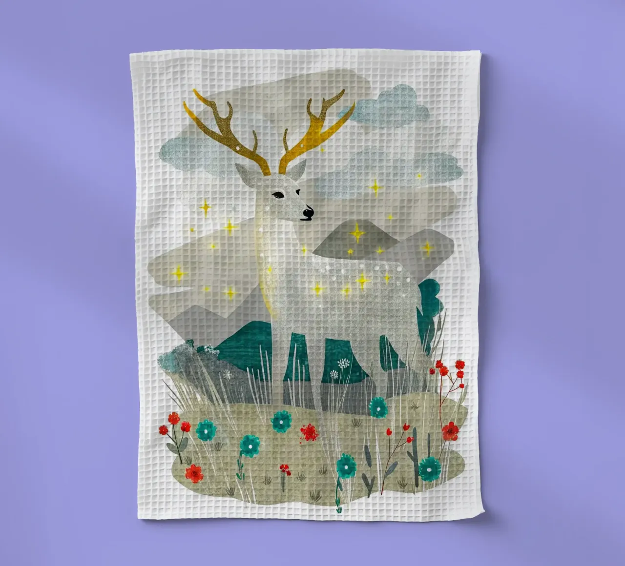 cervo colorato canovaccio da cucina da BABY ART PRINTS