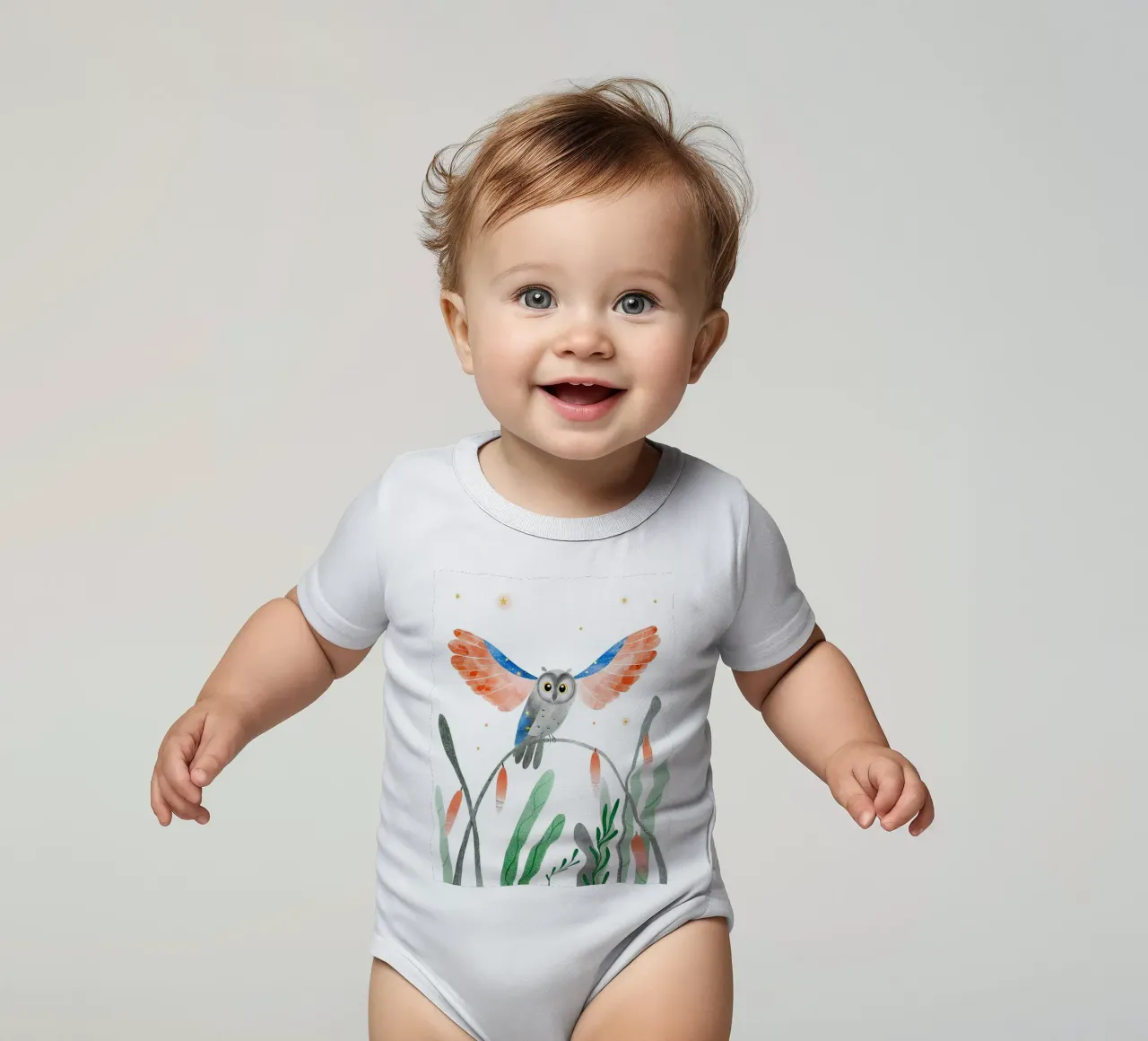Gufo body neonato maniche corte da BABY ART PRINTS
