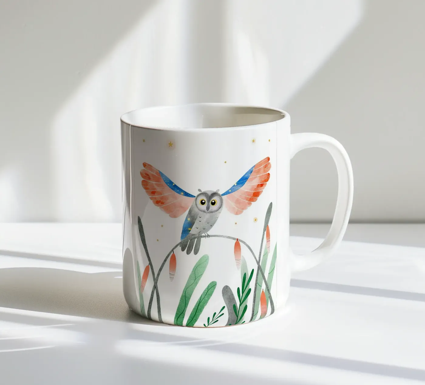 Owl ceramic mug by 🐹 BABY ART PRINTS