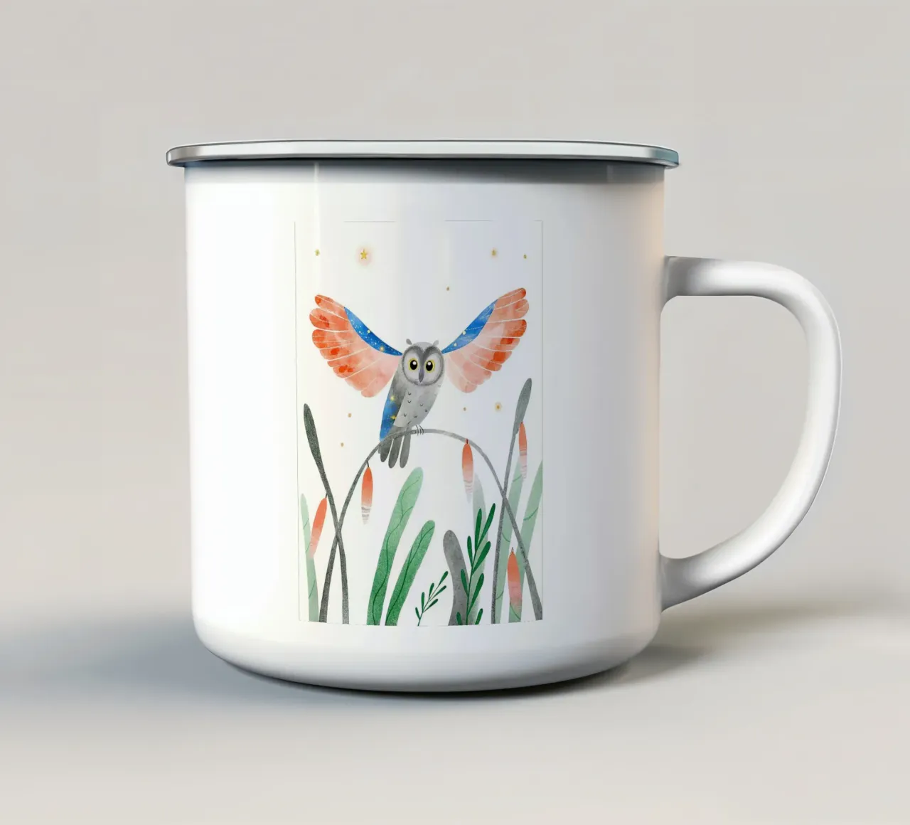 Gufo tazza in smalto da BABY ART PRINTS