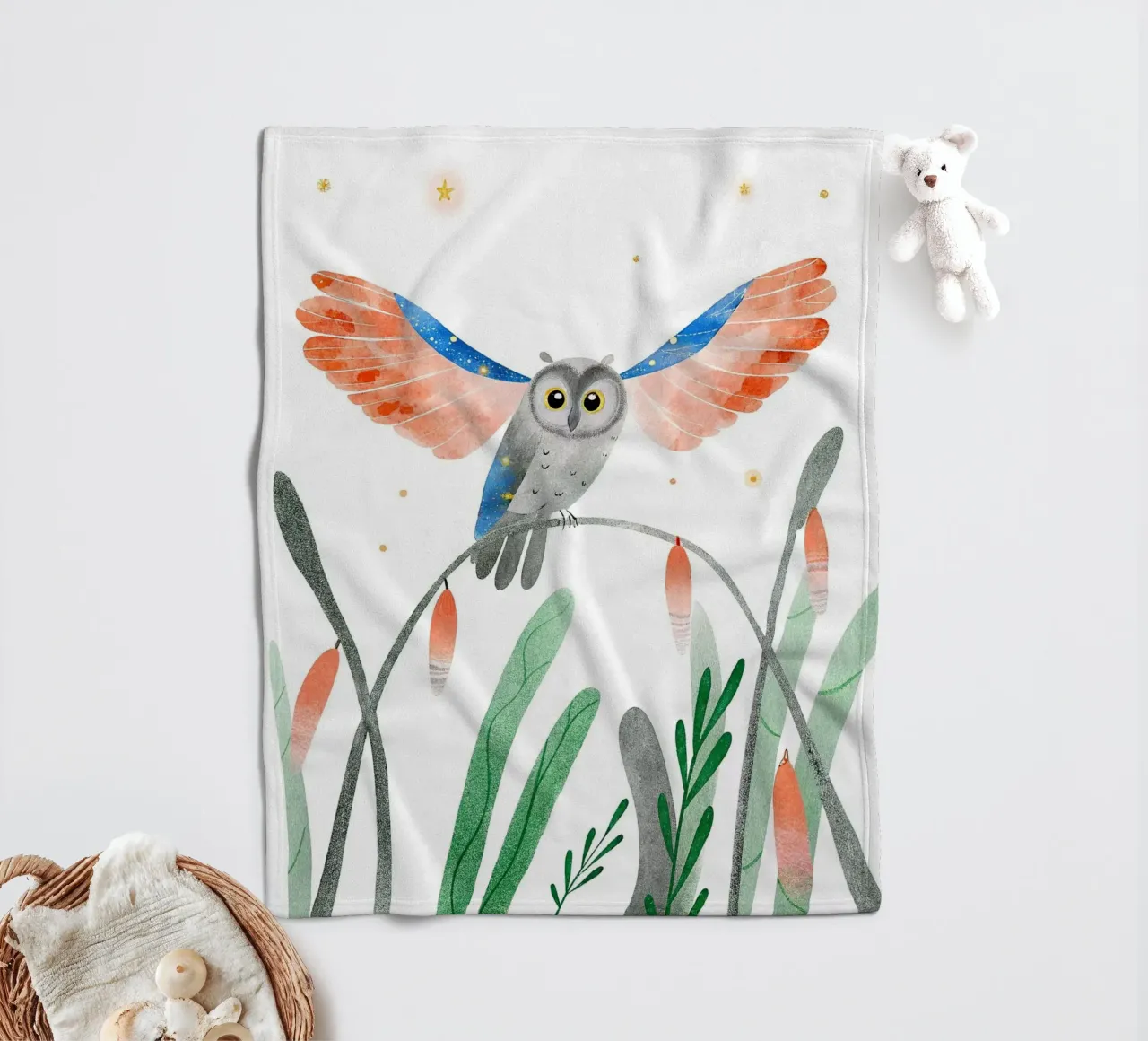 Gufo coperta in pile da BABY ART PRINTS