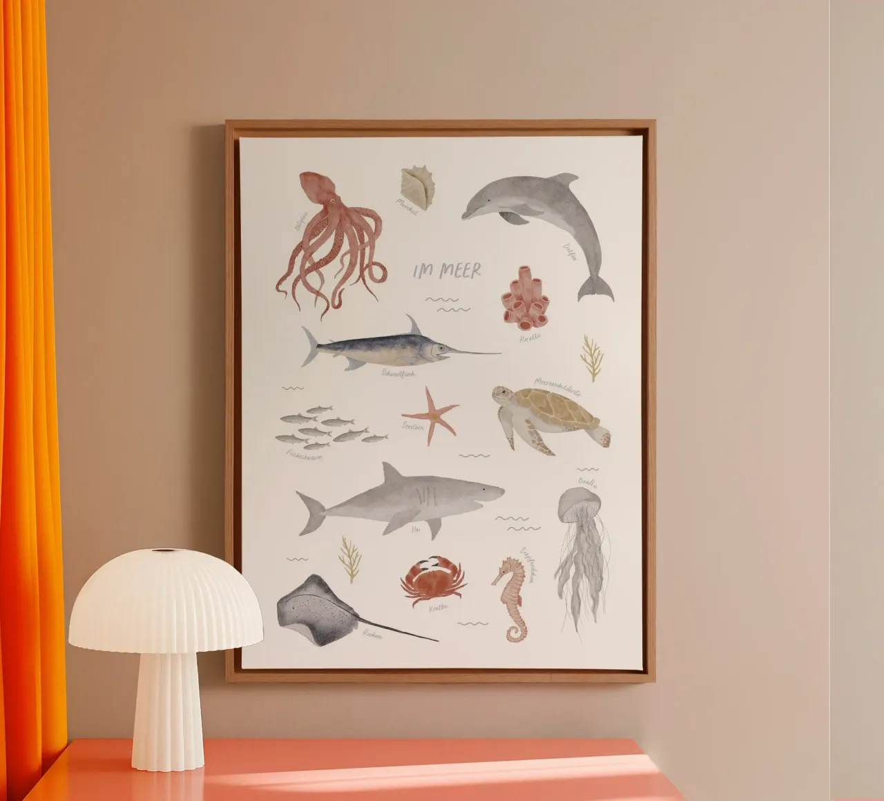 Im Meer canvas met Baklijst van herzundpapier