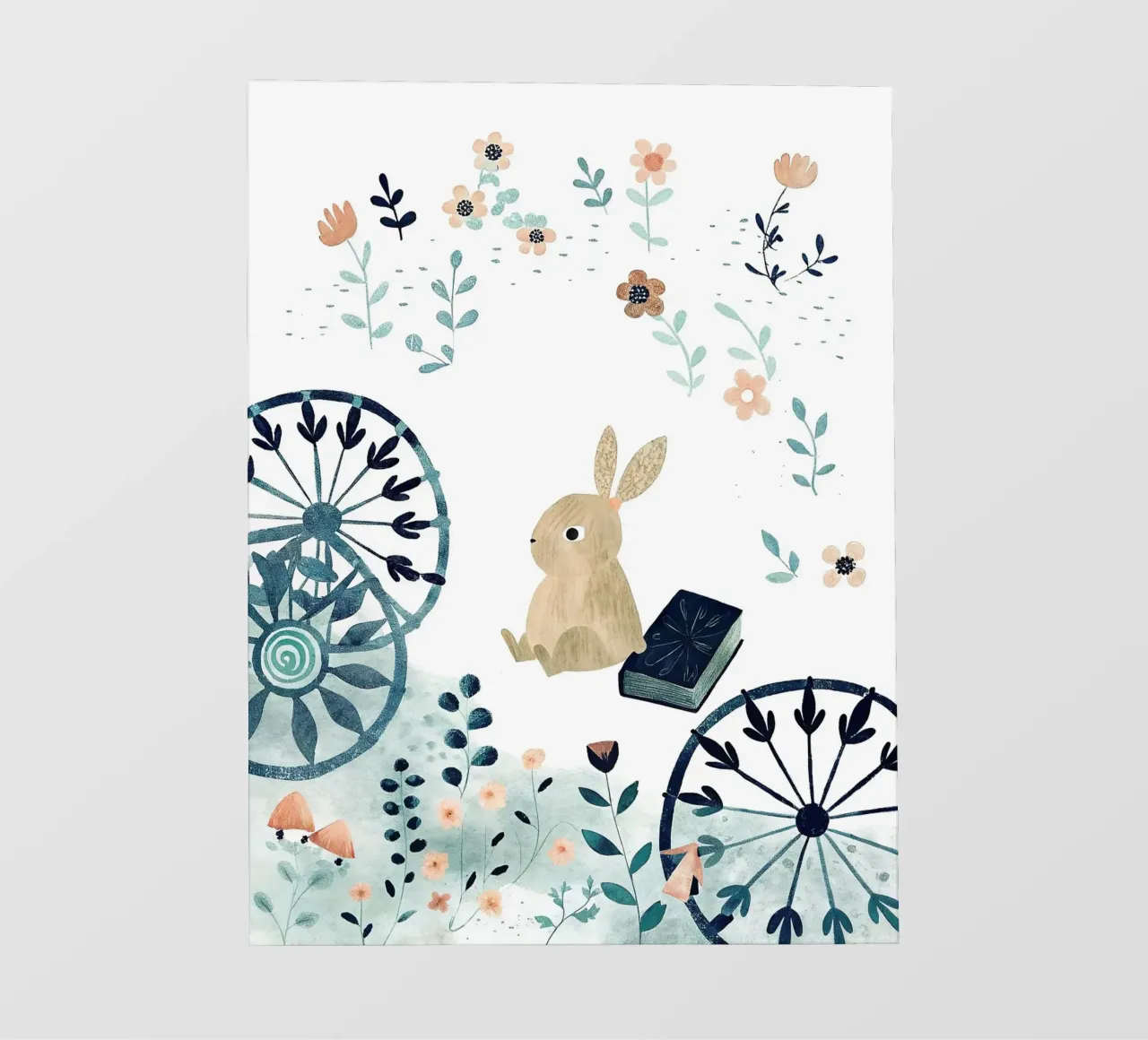 the reading bunny backlit film by 🐹 BABY ART PRINTS