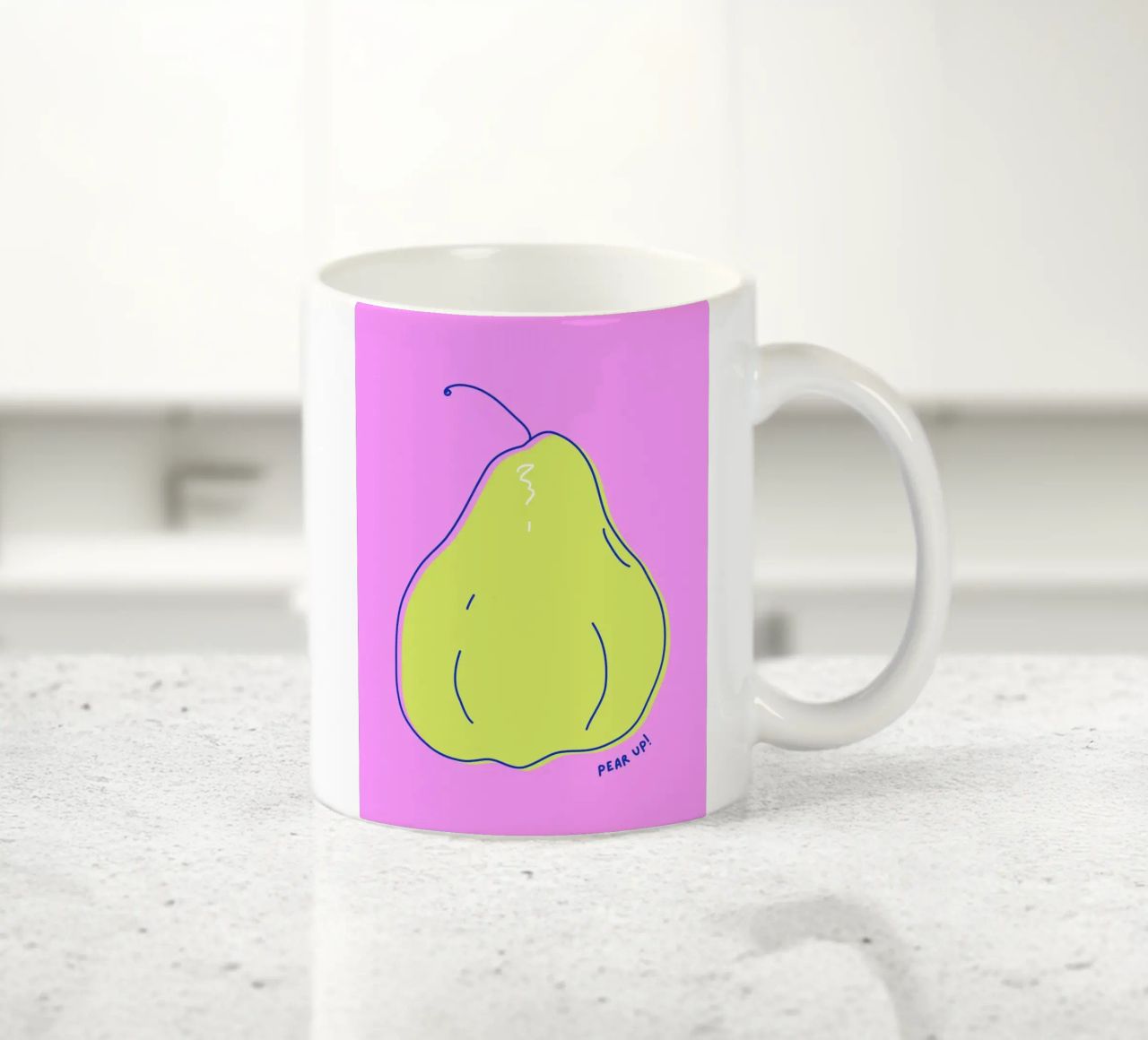 Pear up! - Grafische Birne in Knallfarben tazza in ceramica da Ohkimiko