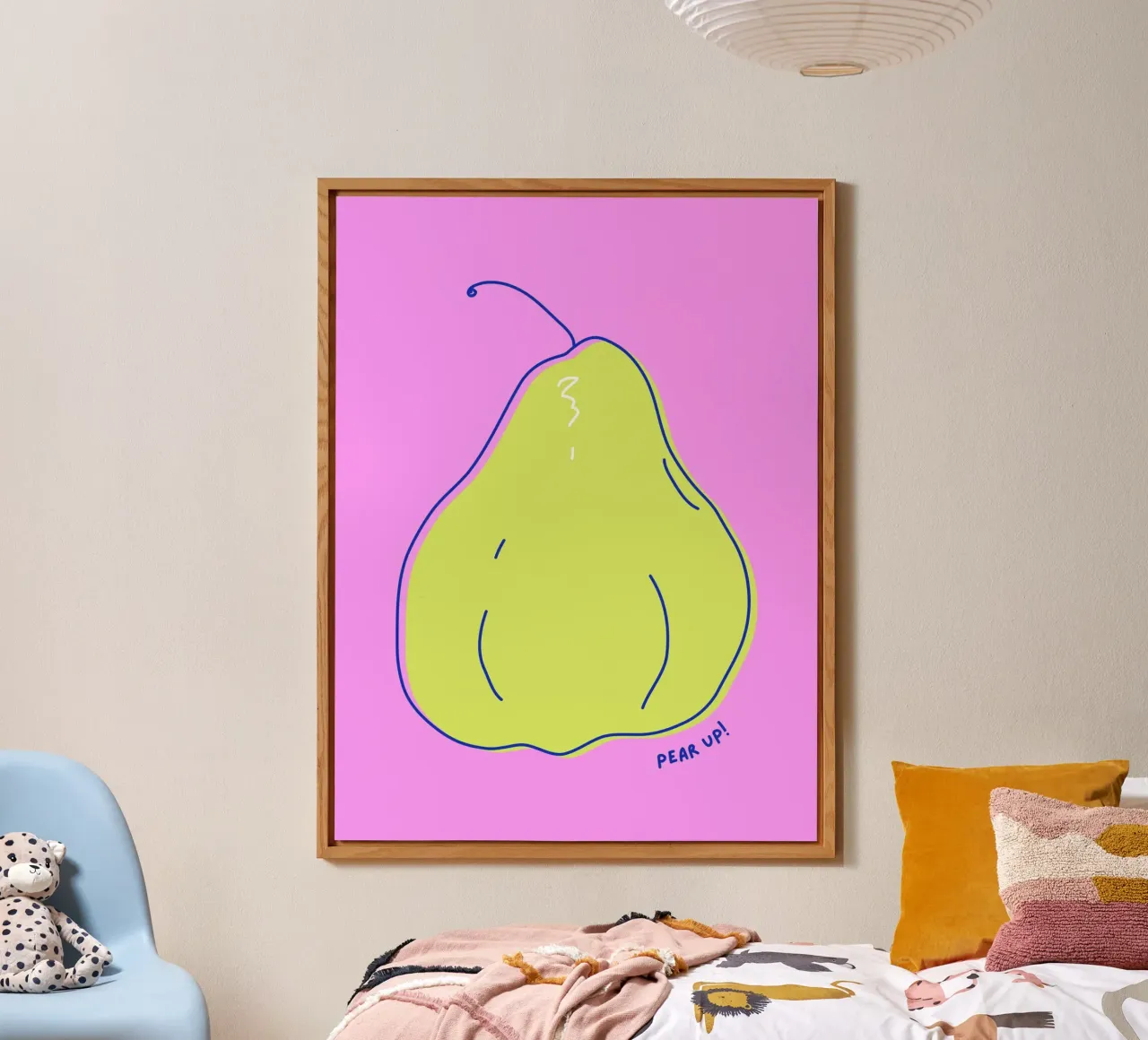 Pear up! - Grafische Birne in Knallfarben pannello forex da Ohkimiko