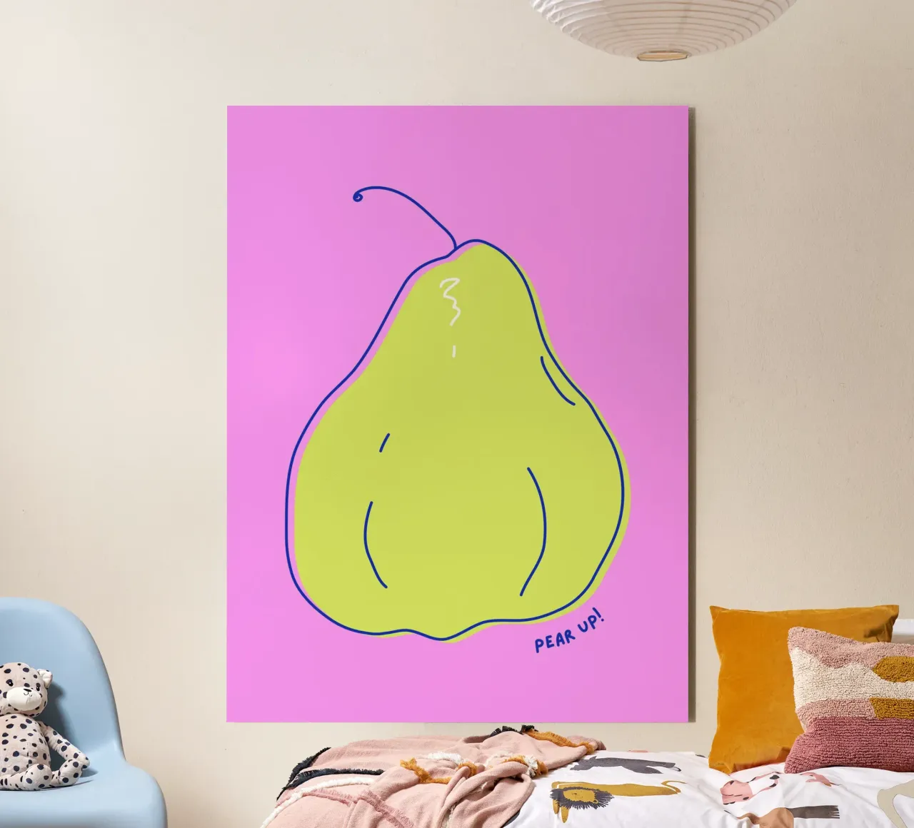 Pear up! - Grafische Birne in Knallfarben pannello forex da Ohkimiko