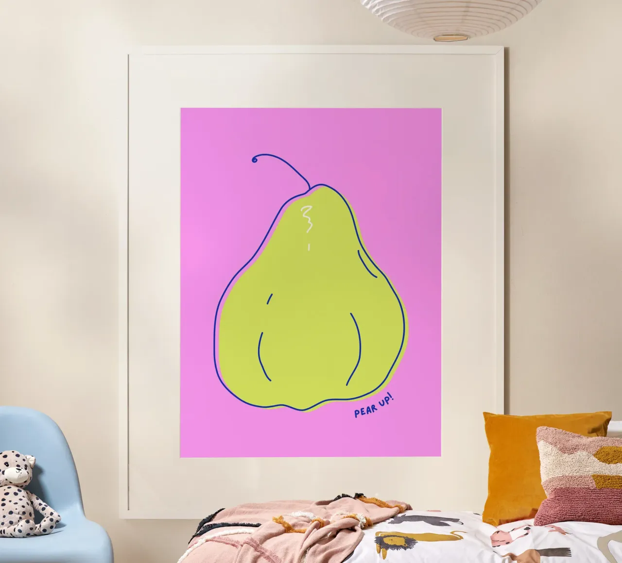 Pear up! - Grafische Birne in Knallfarben poster da Ohkimiko