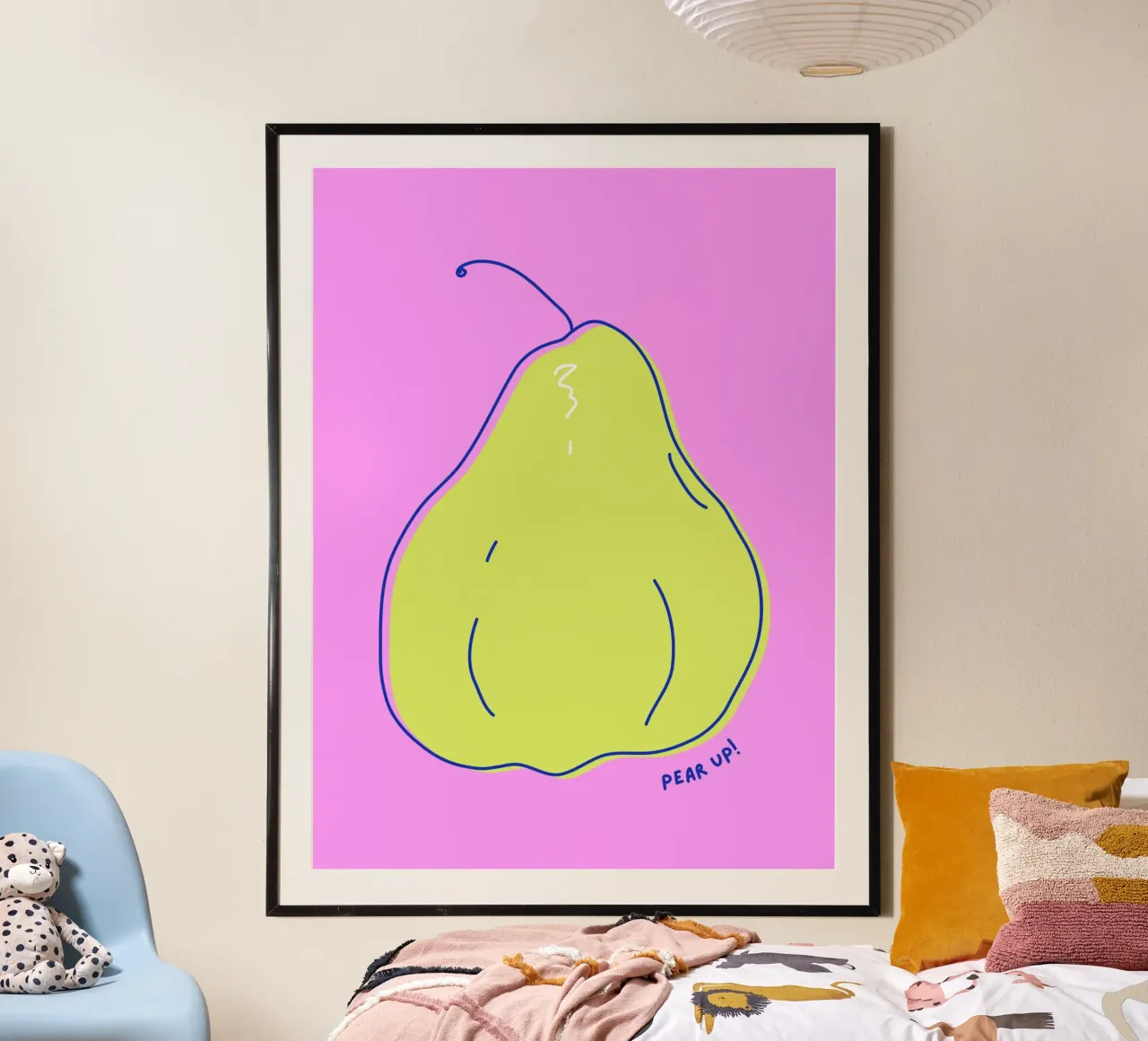 Pear up! - Grafische Birne in Knallfarben poster da Ohkimiko