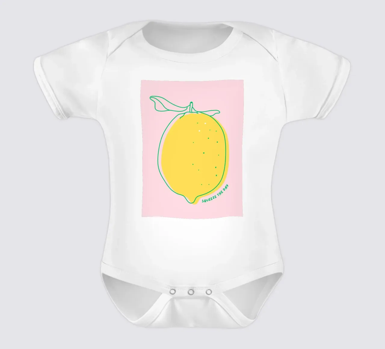 Squeeze the day - Grafische Zitrone short-sleeve baby romper by Ohkimiko