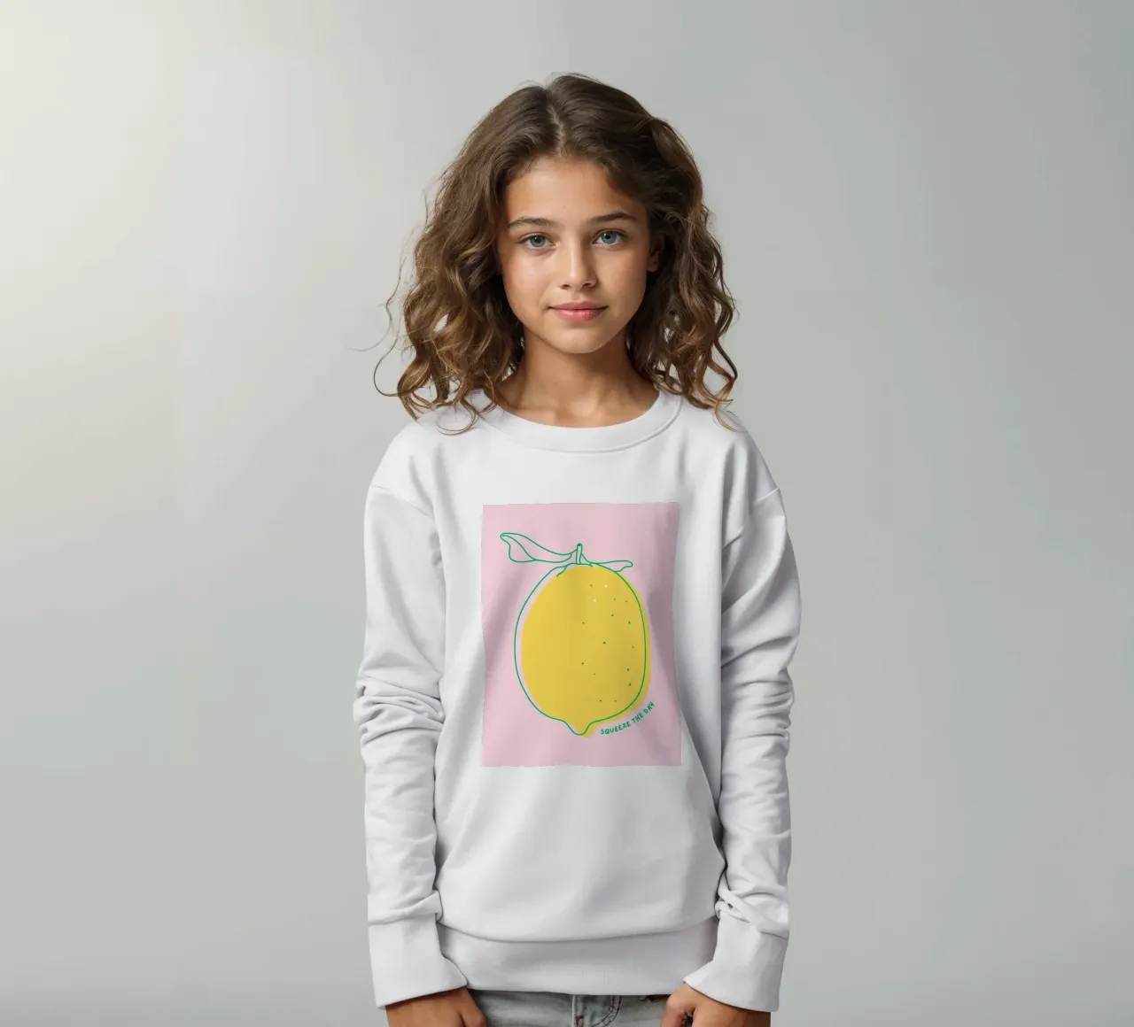 Squeeze the day - Grafische Zitrone kinder sweatshirt van Ohkimiko