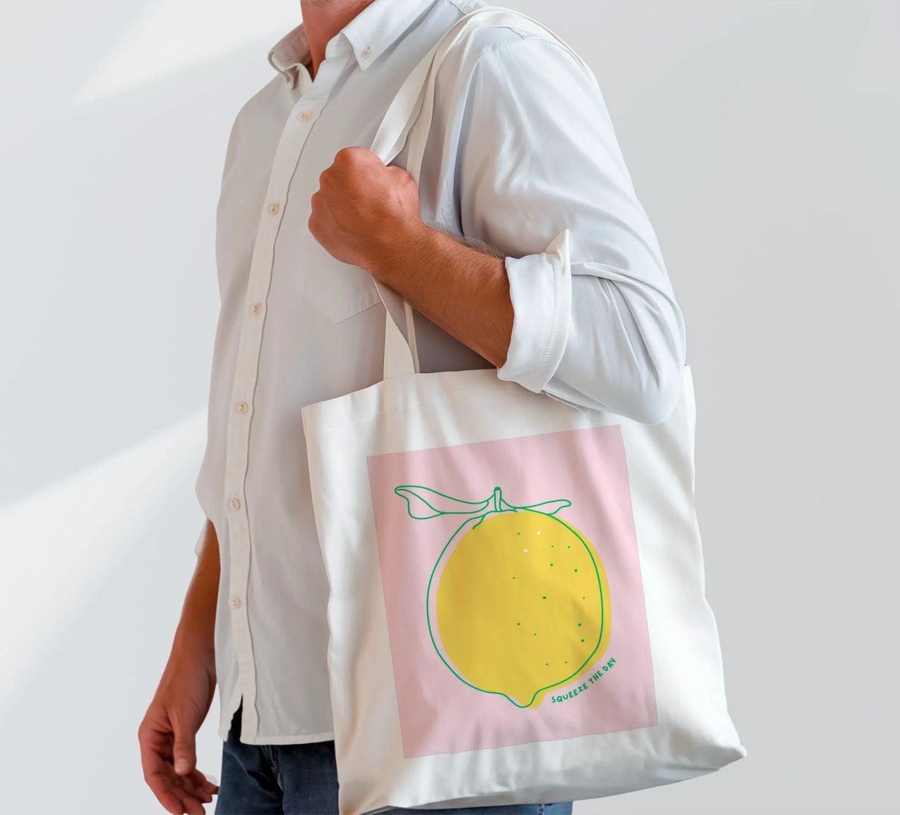 Squeeze the day - Grafische Zitrone borsa in juta da Ohkimiko