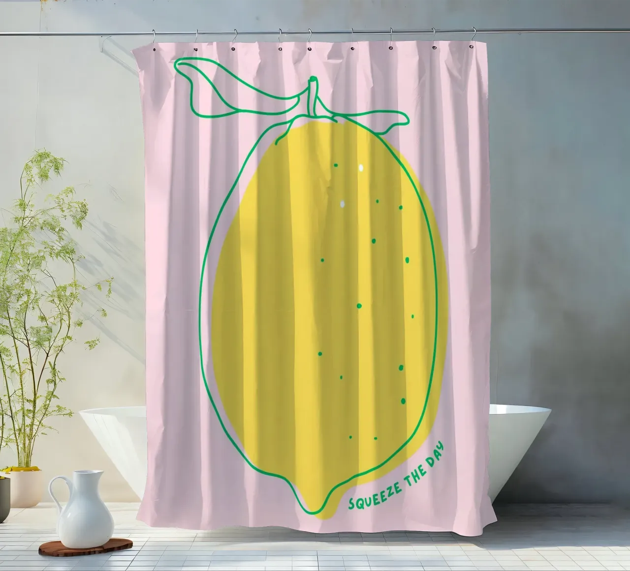 Squeeze the day - Grafische Zitrone Duschvorhang von Ohkimiko