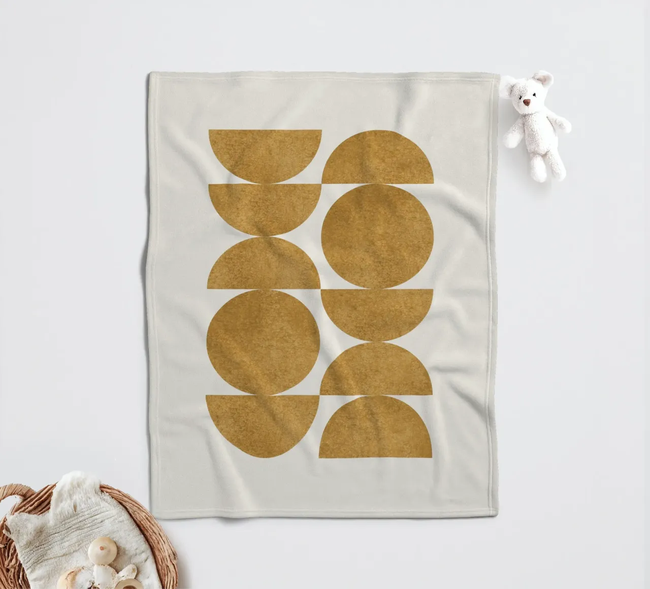 Retro Scandinavian Pattern - Yellow Gold fleece blanket by MoonlightPrint