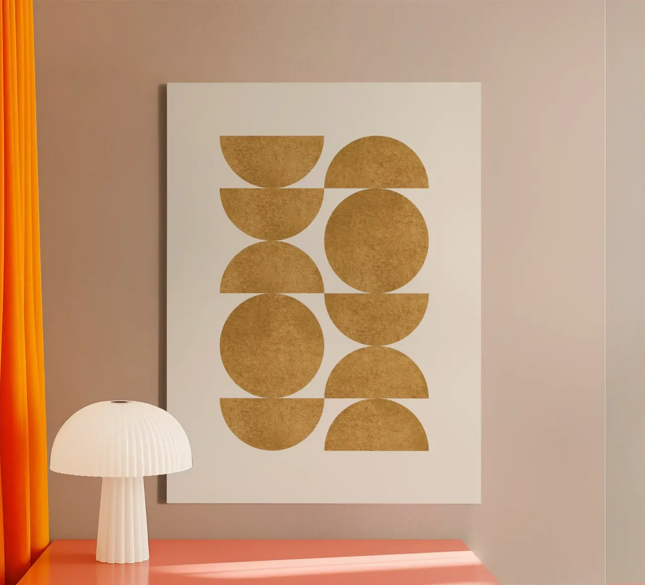 Retro Scandinavian Pattern - Yellow Gold canvas with Floater frame by MoonlightPrint
