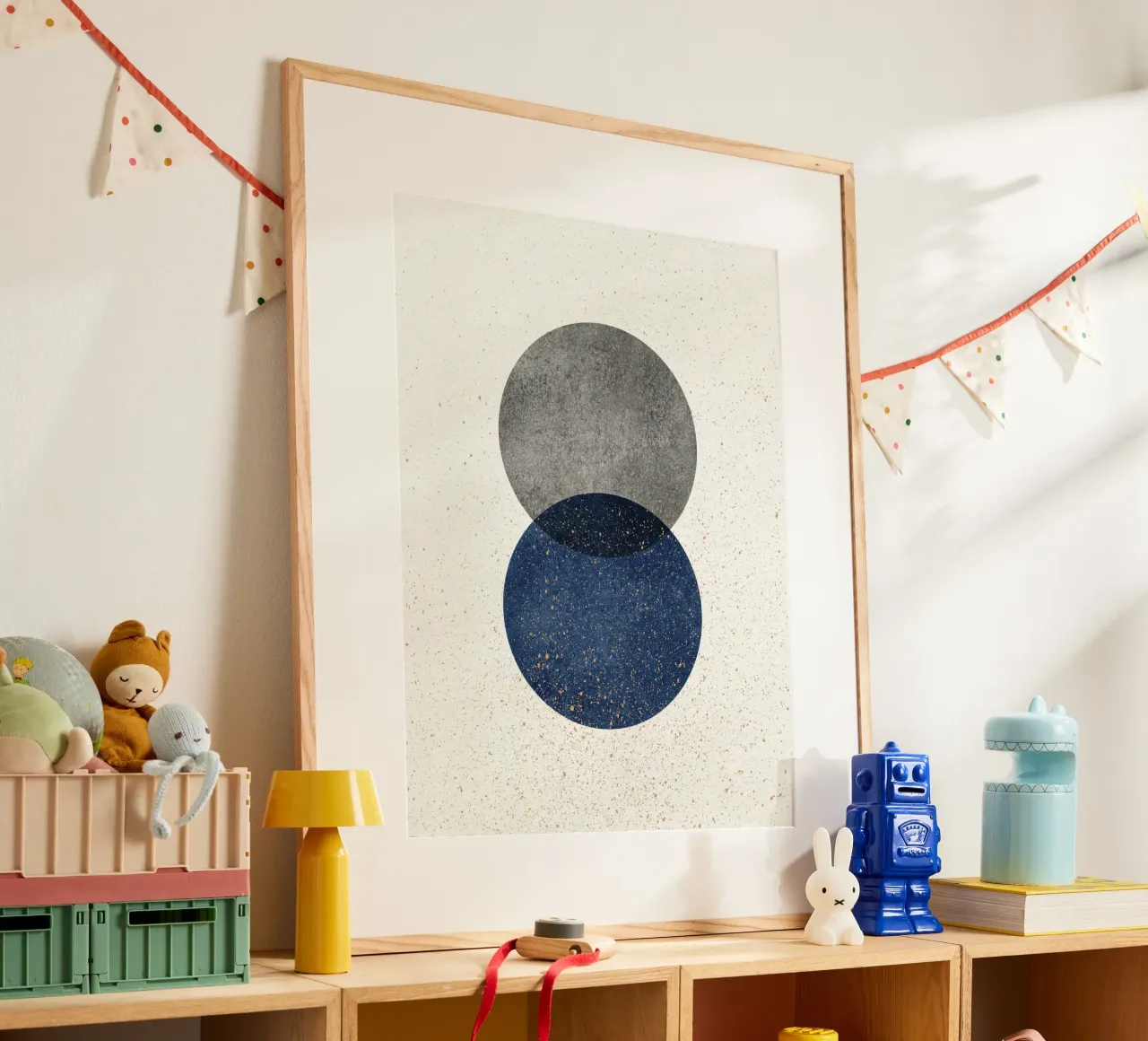 2 Cirkels Abstract - Grijs marine poster met aluminium frame van MoonlightPrint