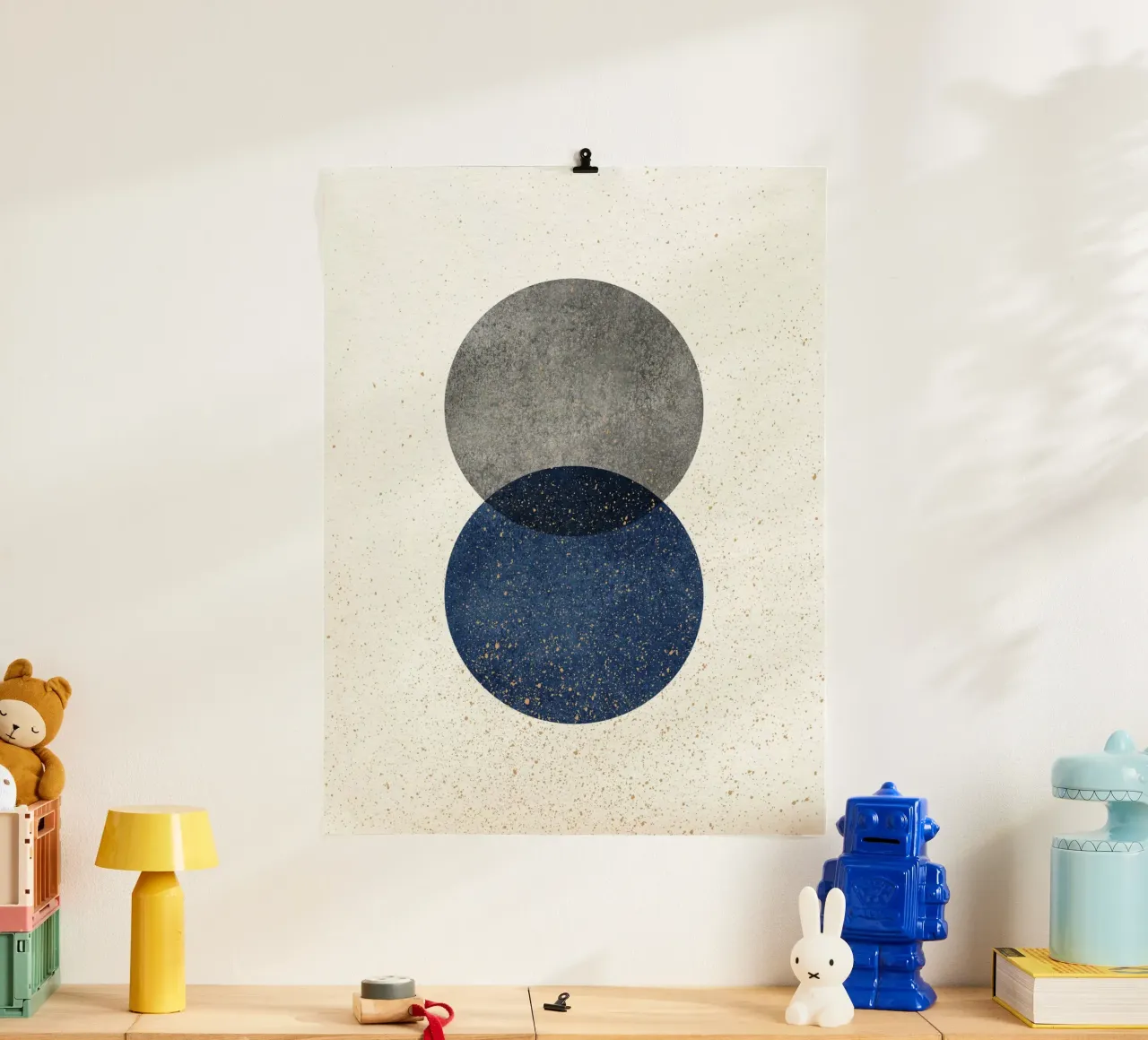 2 Cirkels Abstract - Grijs marine poster met aluminium frame van MoonlightPrint