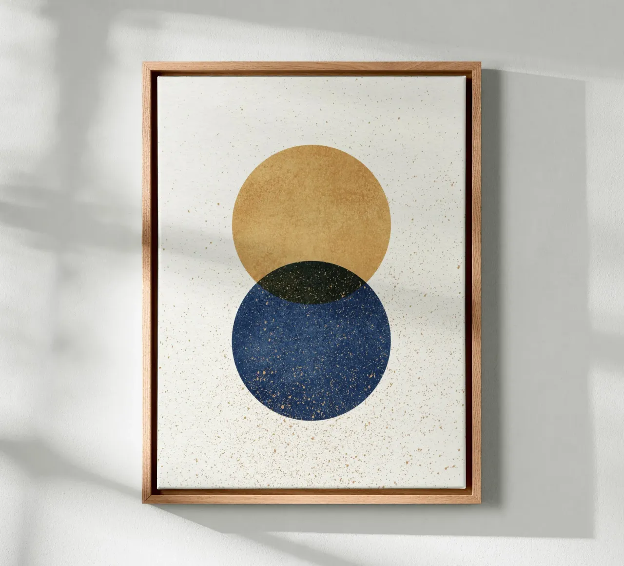 2 Cirkels Abstract - Blauw marine canvas met Baklijst van MoonlightPrint
