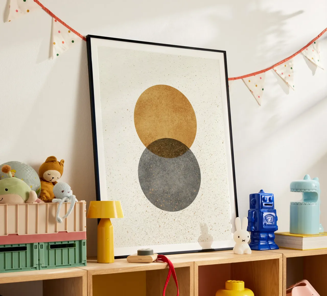 2 Cirkels Abstract - Goudgrijs poster van MoonlightPrint
