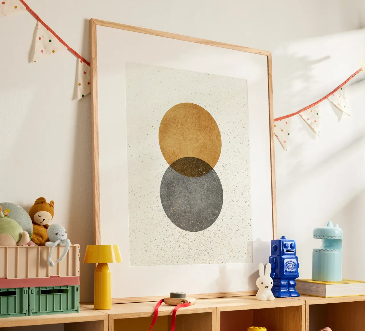 2 Cirkels Abstract - Goudgrijs poster van MoonlightPrint