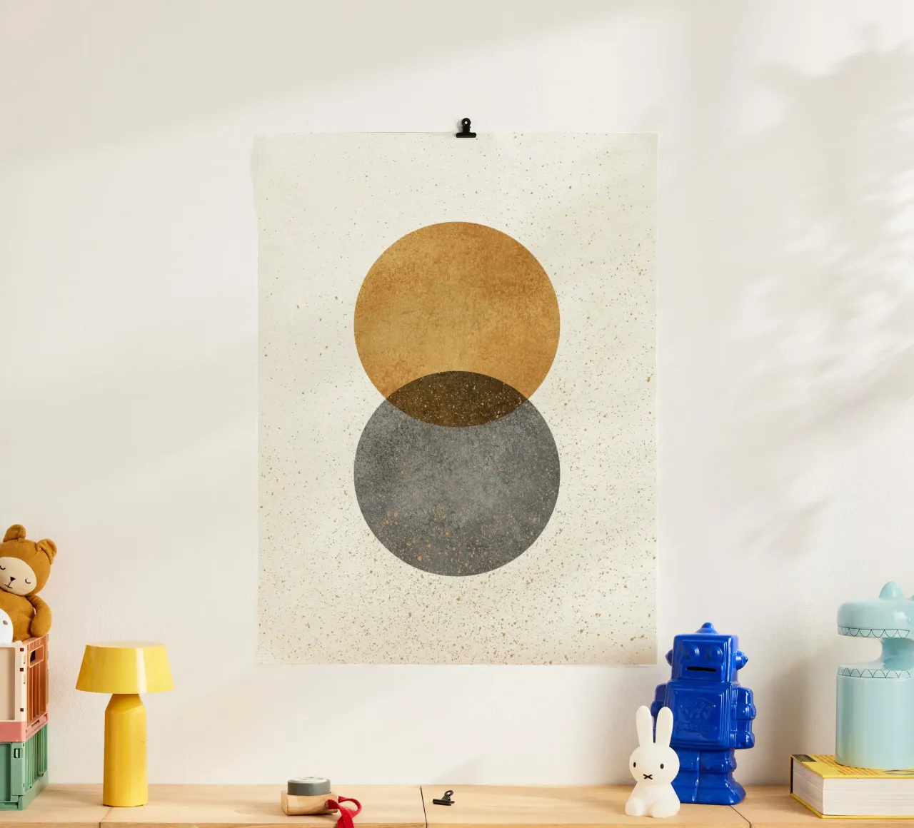 2 Cirkels Abstract - Goudgrijs poster van MoonlightPrint
