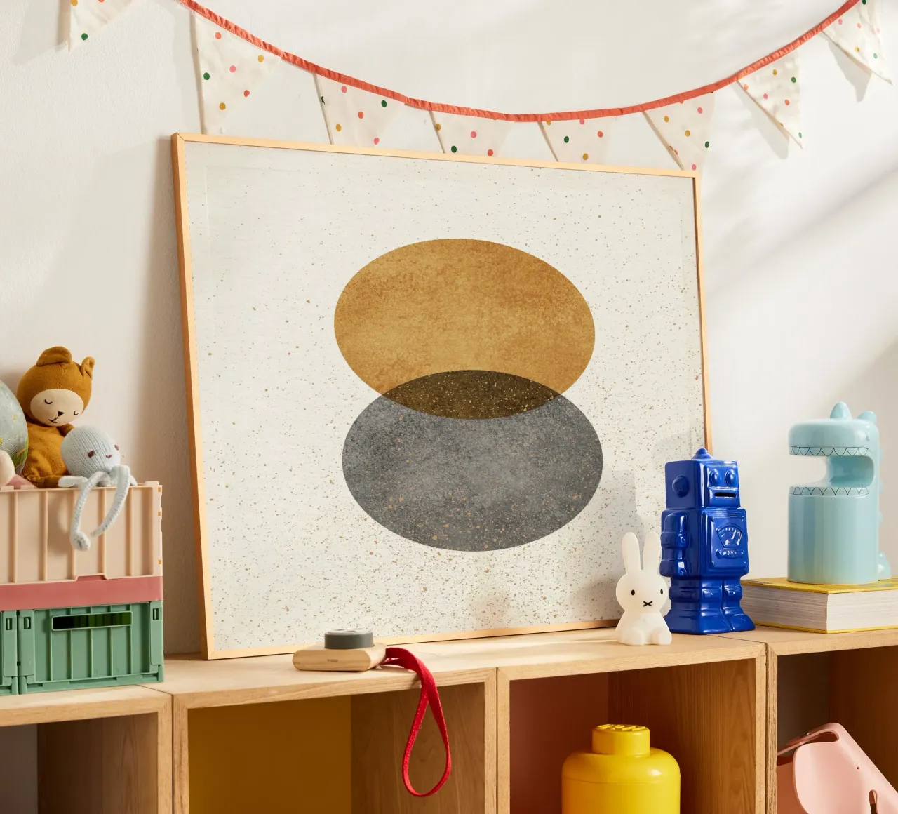 2 Cirkels Abstract - Goudgrijs poster van MoonlightPrint